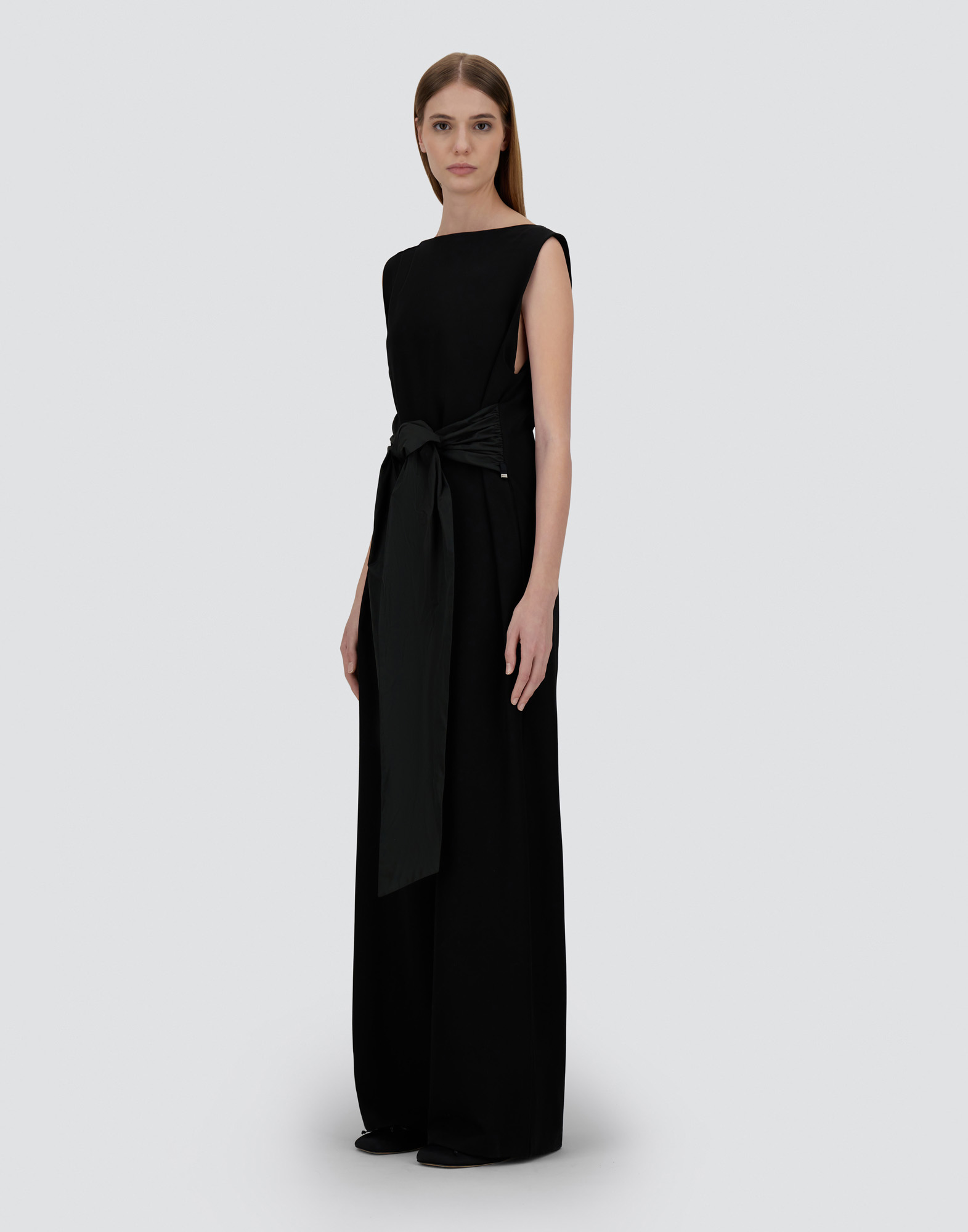 Herno Jumpsuit In Viscose Effect And New Techno Taffeta In Black