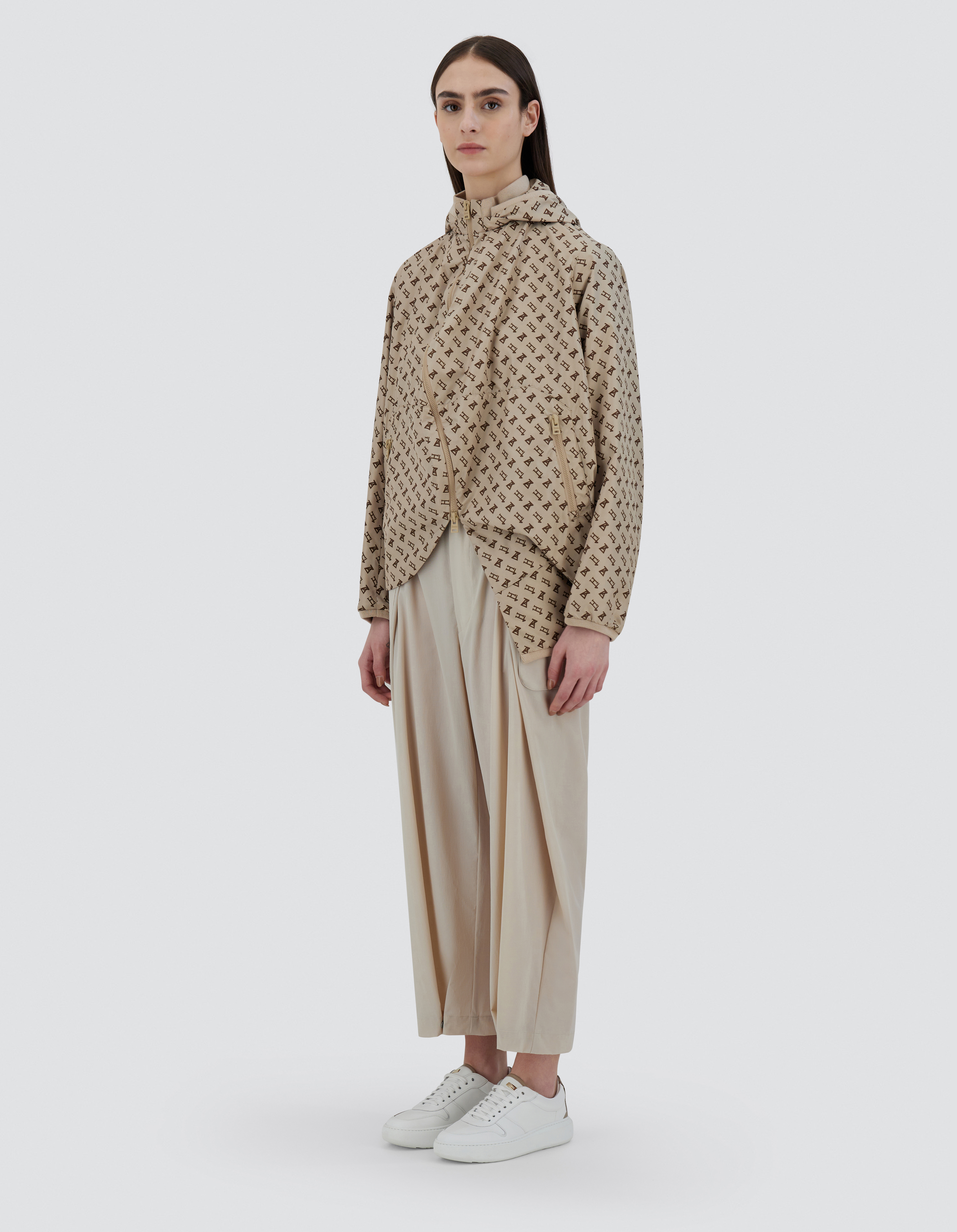 Herno Globe Parka In Eco Monogram In Light Beige