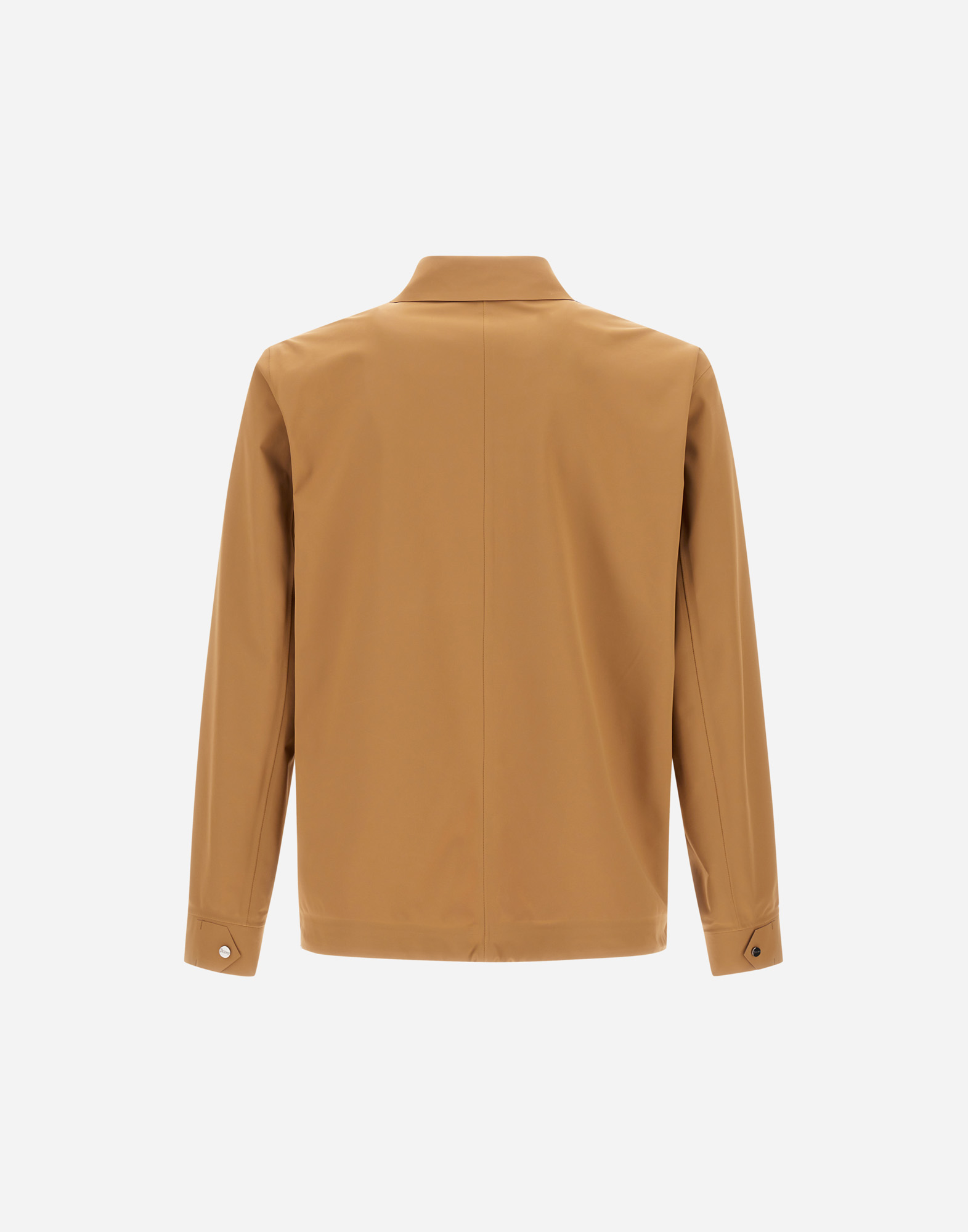 Herno Lightweight Double Bi-stretch Brown Jacket With Classic Collar In Camel