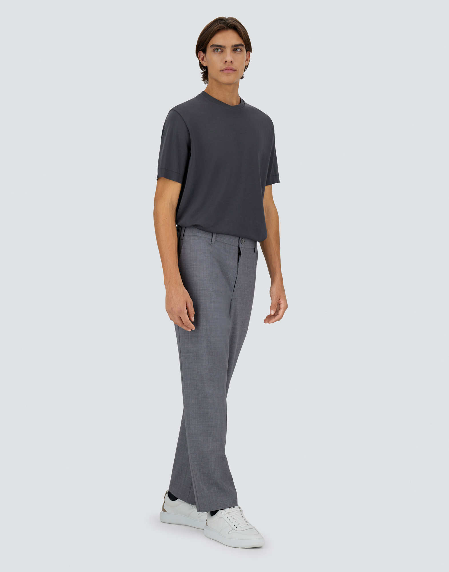 Herno Light Wool Blend Trousers In Grey