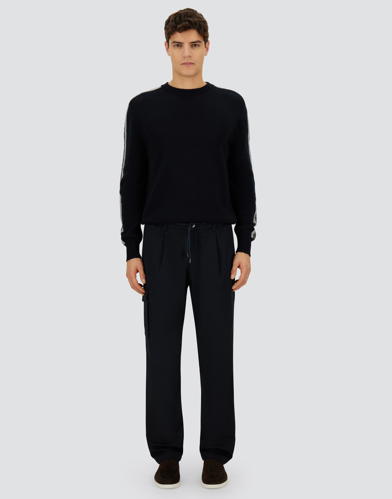 Herno Resort Cargo Trousers In Pure Cotton In Blue