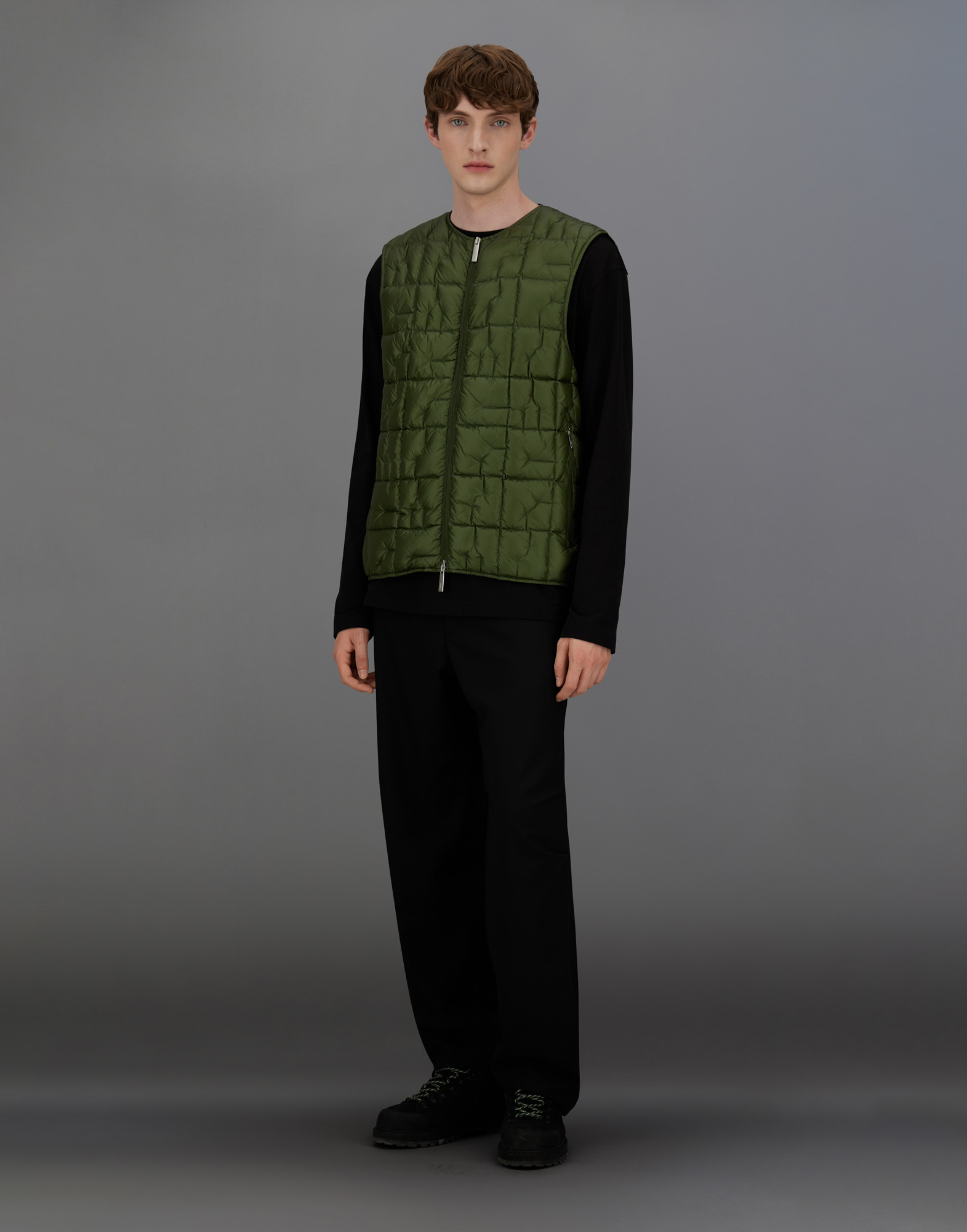 Herno Laminar Vest In Quilted Ripstop In Green