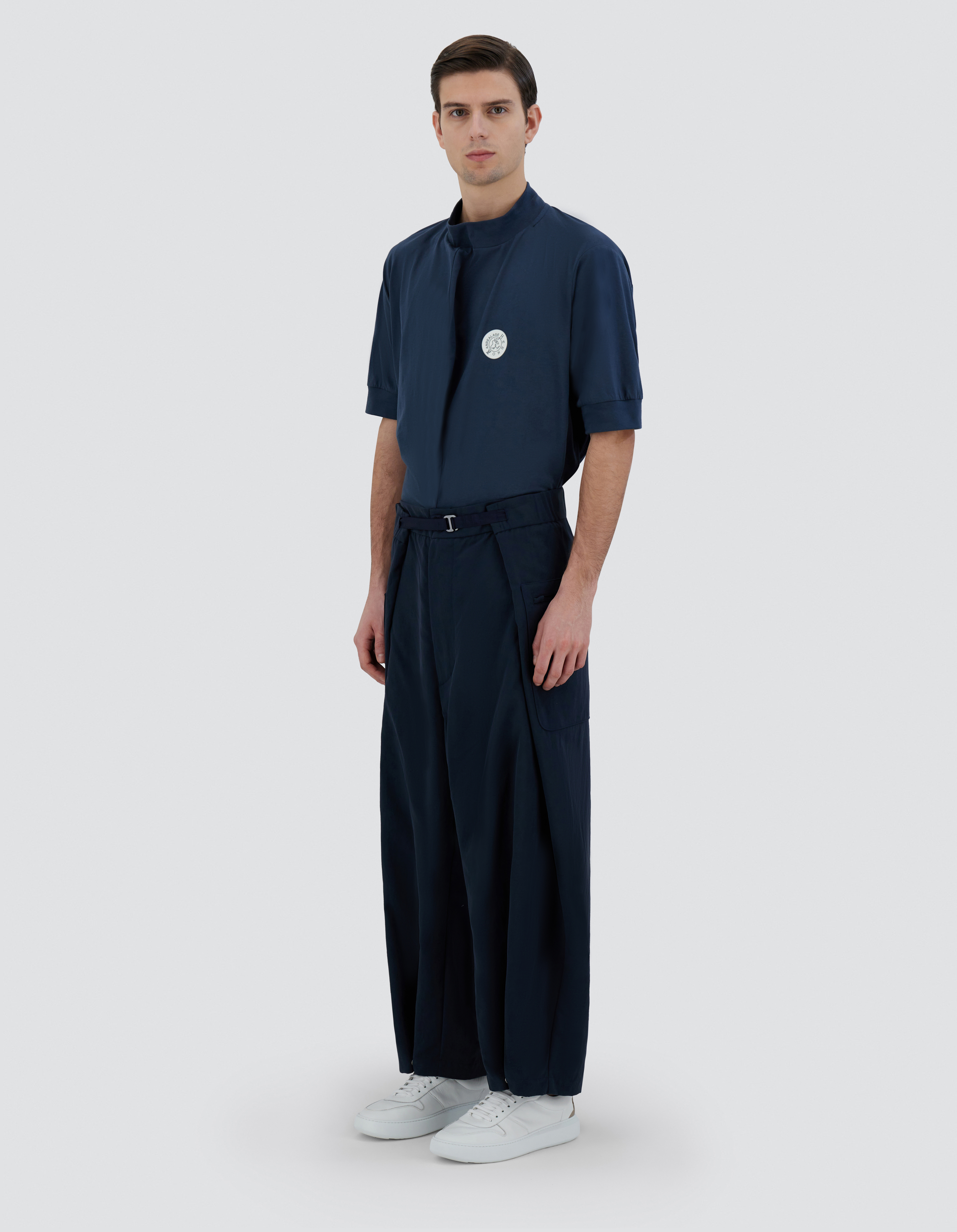 Shop Herno Globe Trousers In Recycled Nylon Twill In Blue