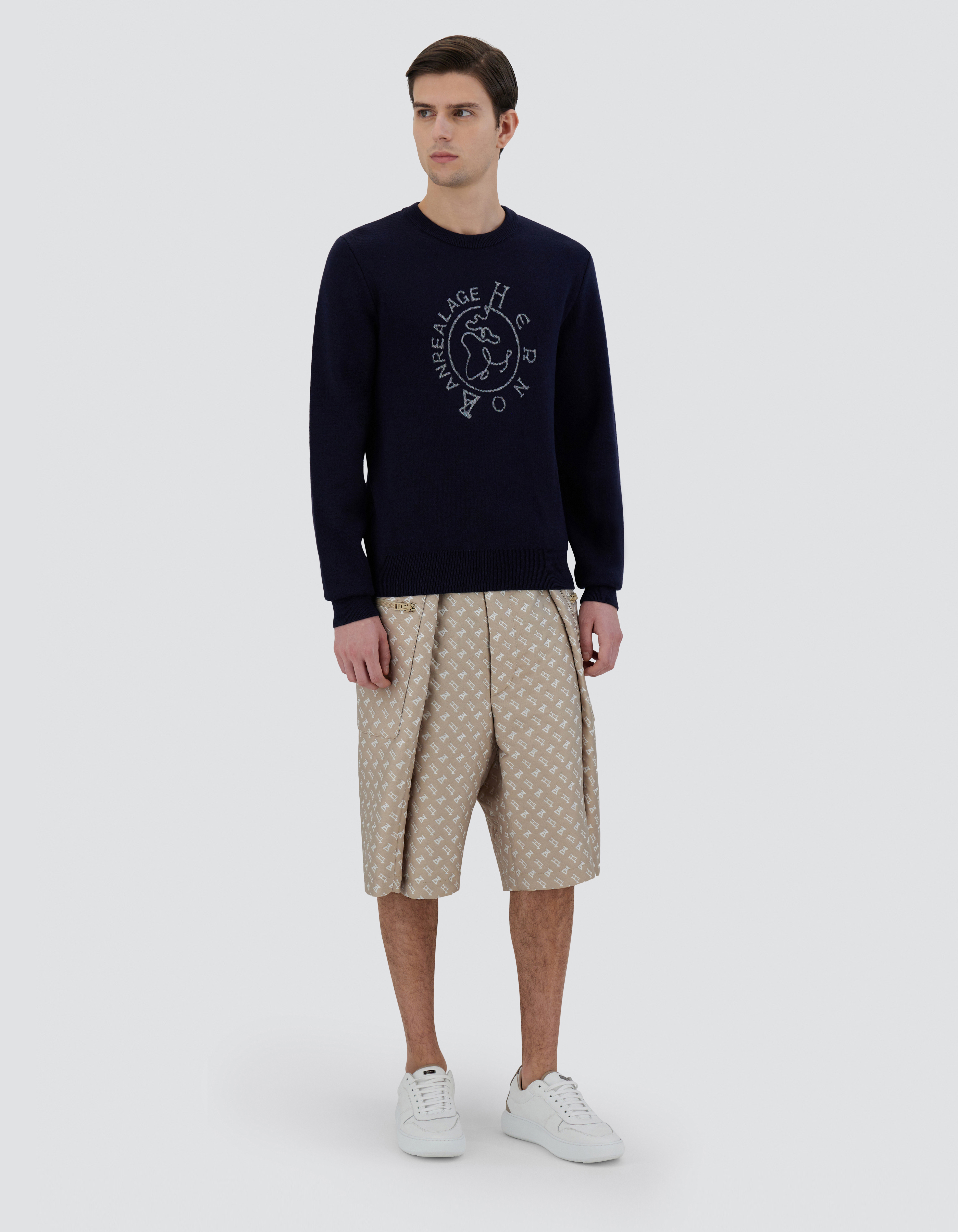 Shop Herno Globe Sweater In Photocromatic Knit In Blue