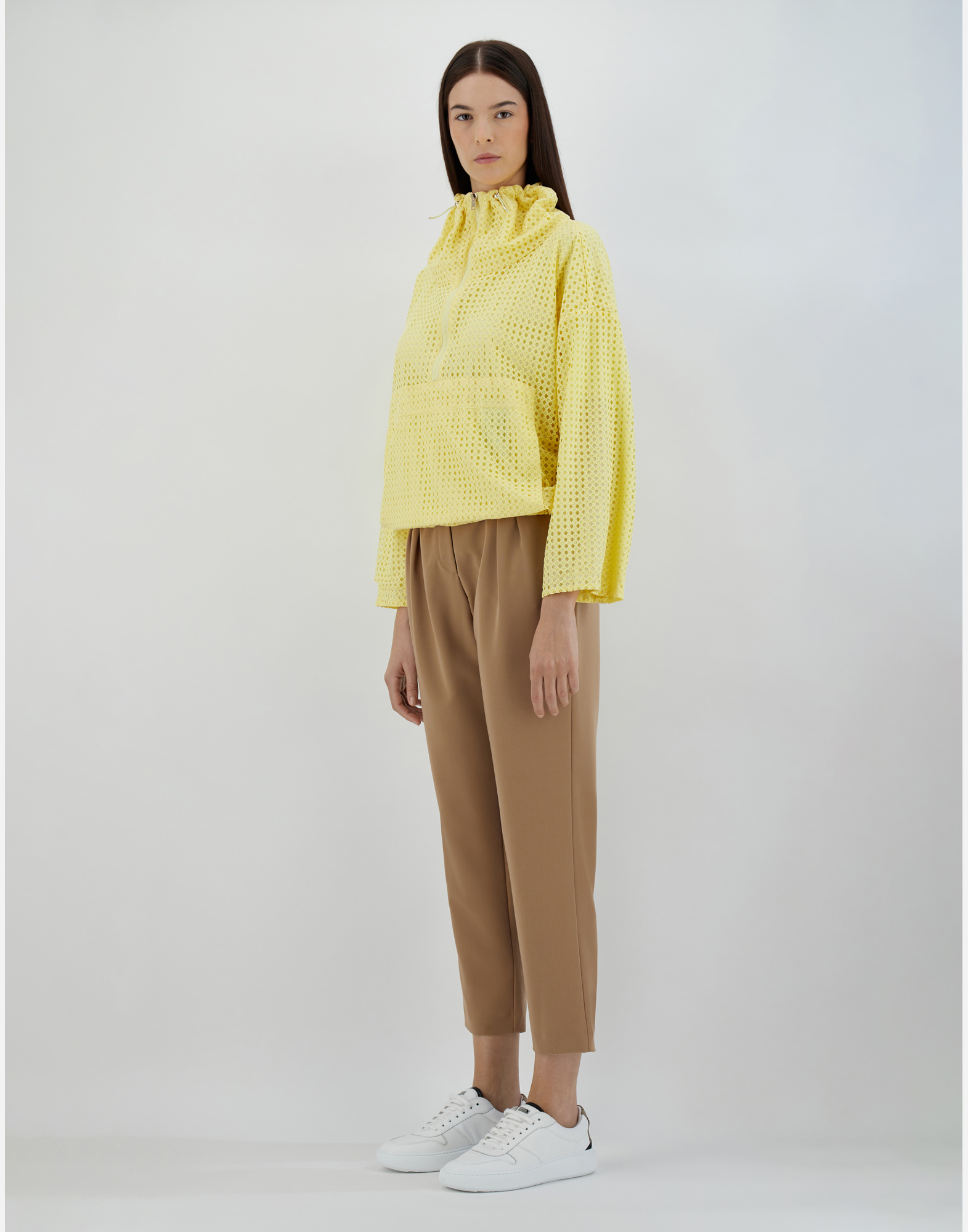Herno Spring Lace And Ecoage A-line Jacket In Lemon Yellow