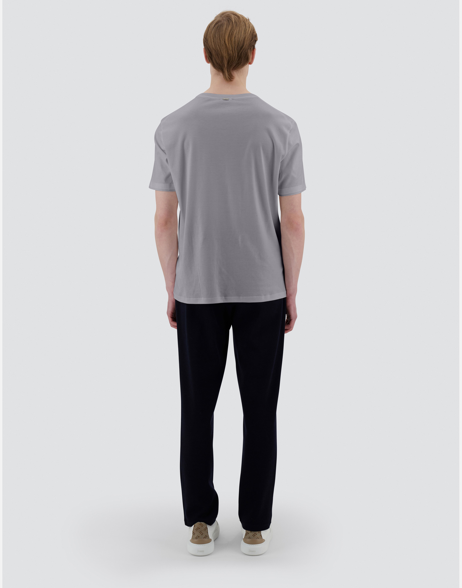 Herno Resort T-shirt In Basic Cotton & Light Stretch Nylon In Grey
