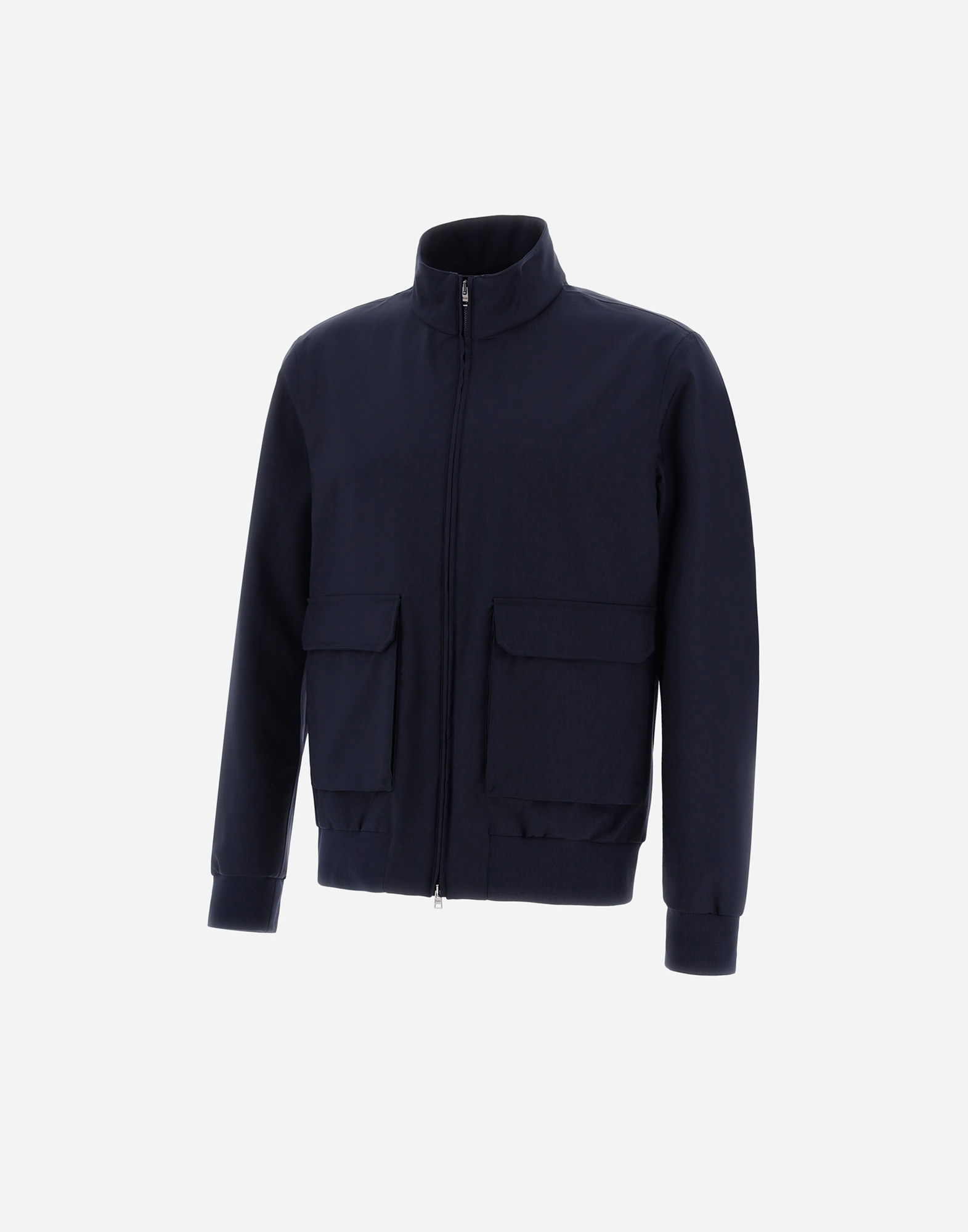 Herno Layered Wool Storm Bomber Jacket In Blue