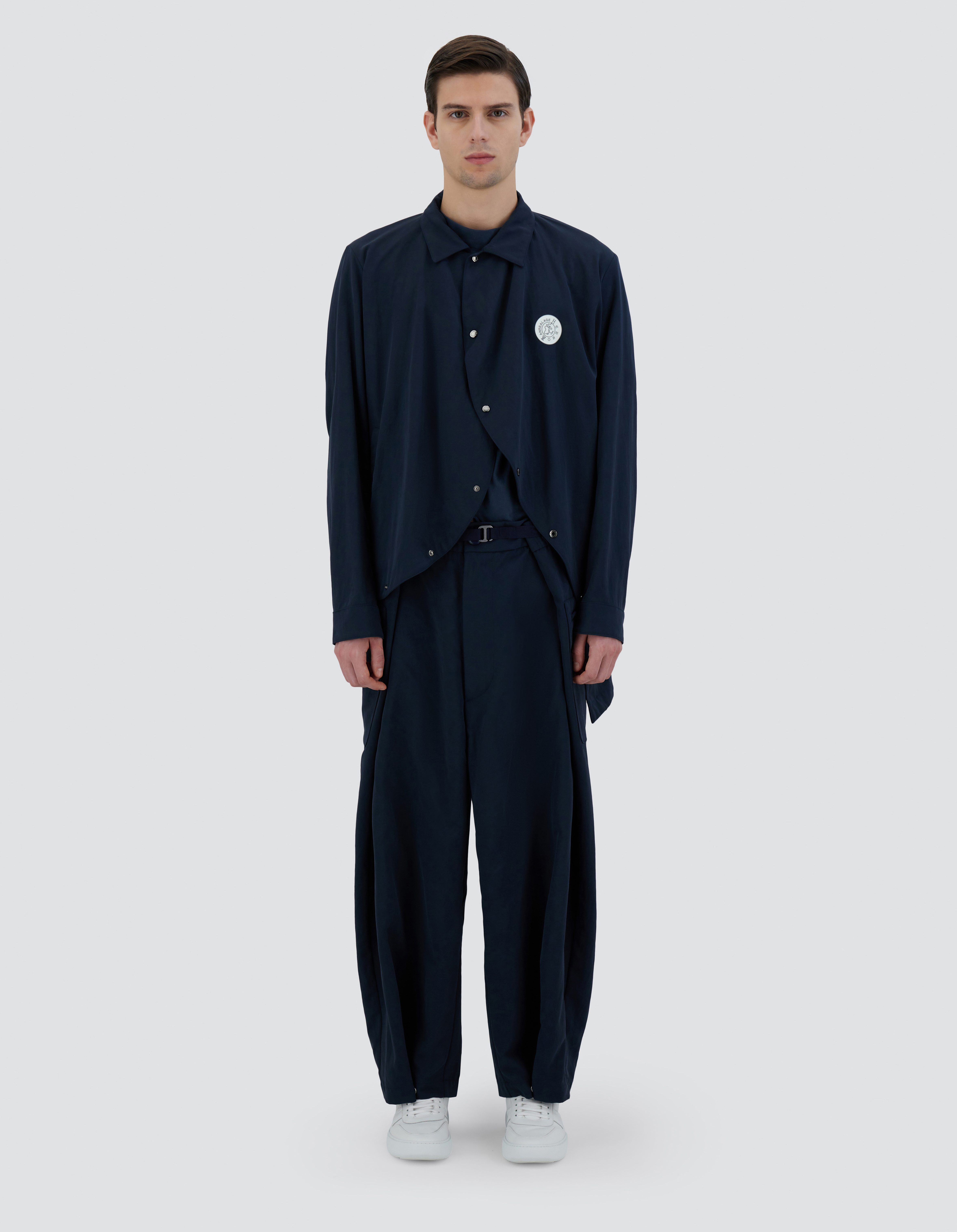 Herno Globe Shirt In Recycled Twill In Blue