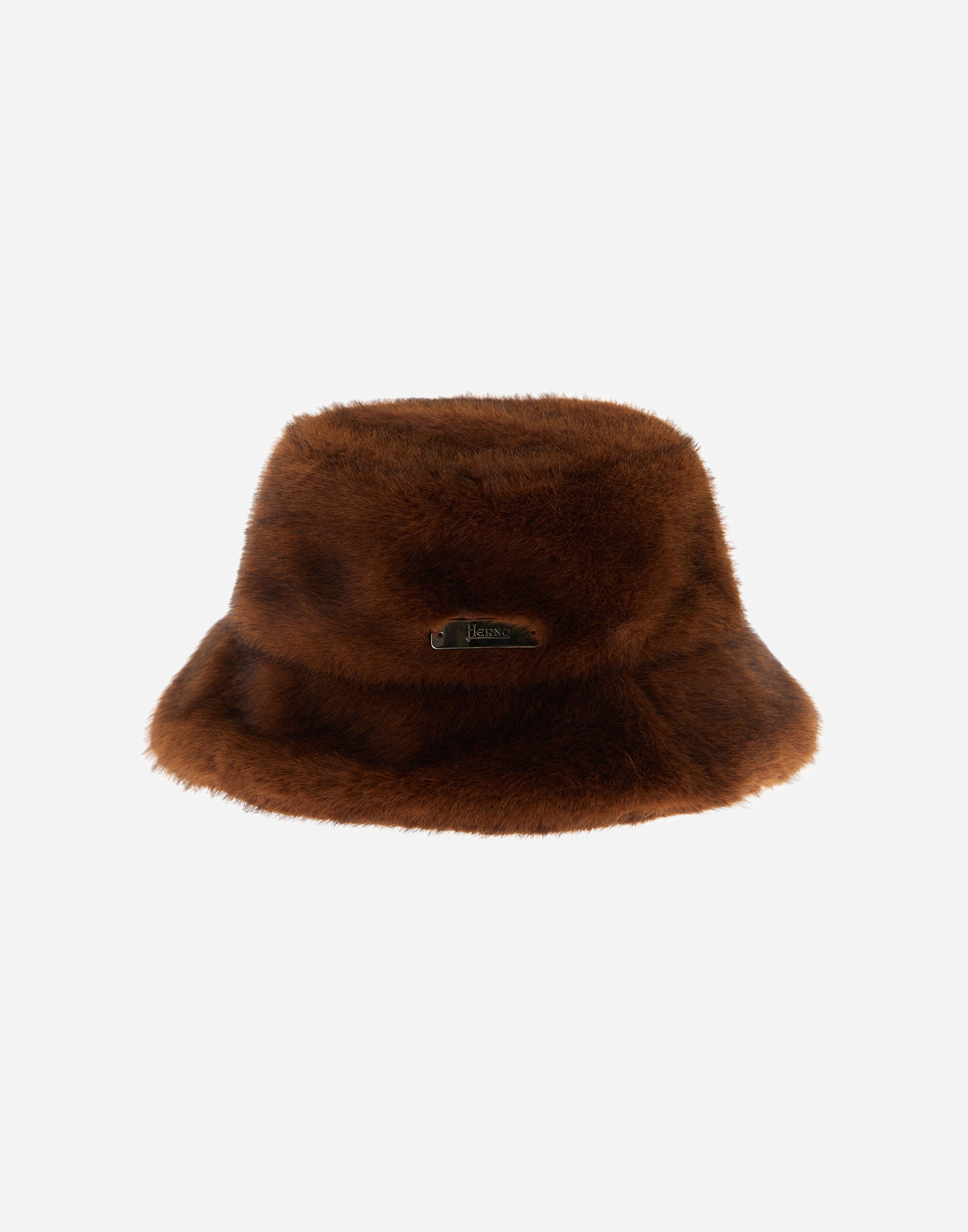 Herno Mink-effect Fur-touch Hat In Dark Brown