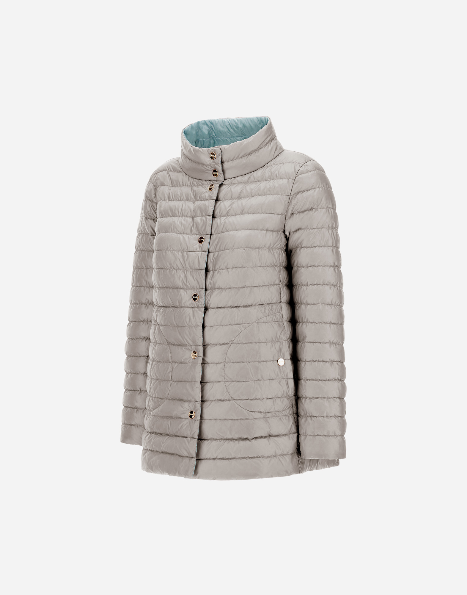 Herno Reversible A-shape Jacket In Nylon Ultralight In Ice/light Blue