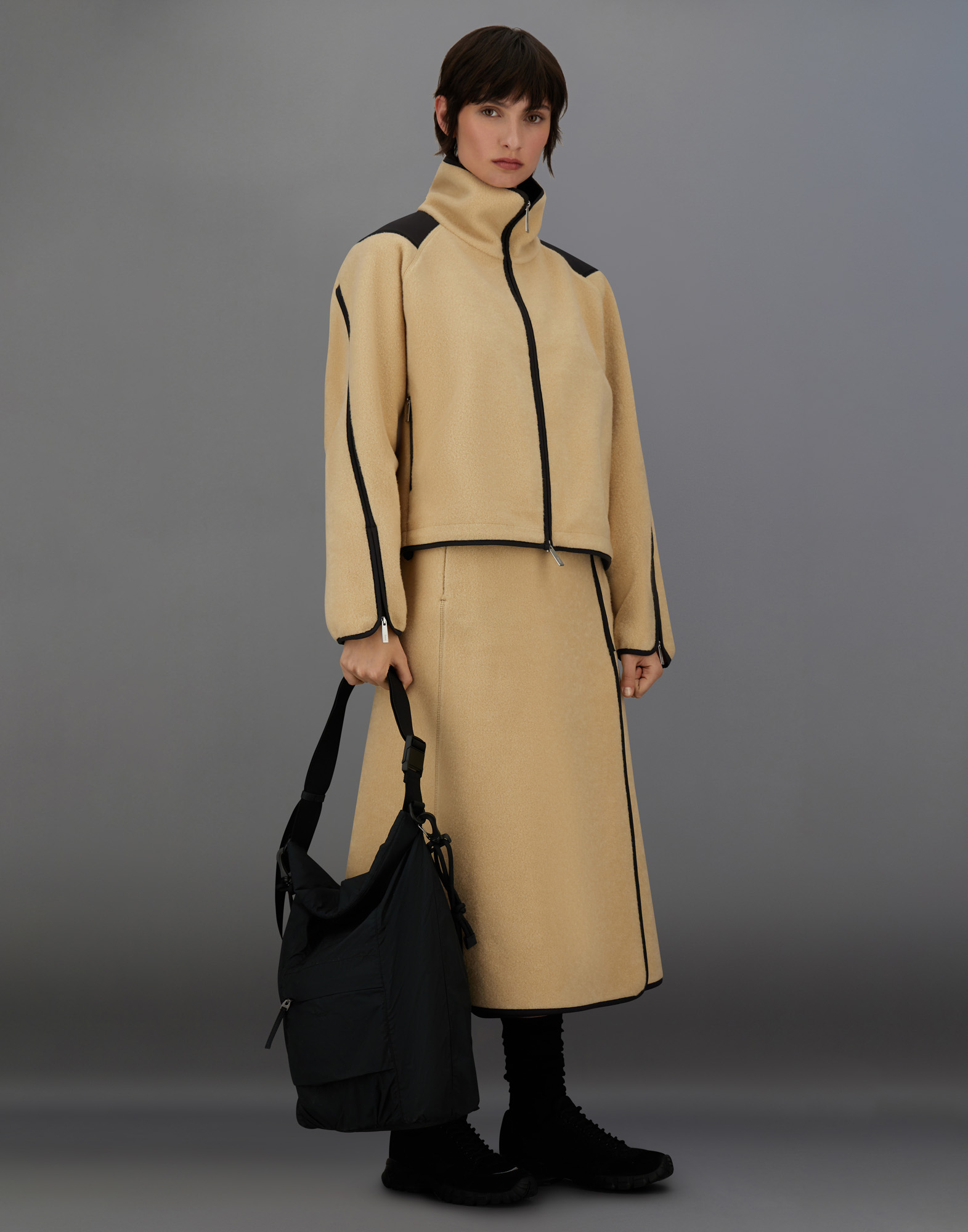 Herno Laminar Polar Fleece And Extra Light Stretch Padded Sweatshirt In Neutral