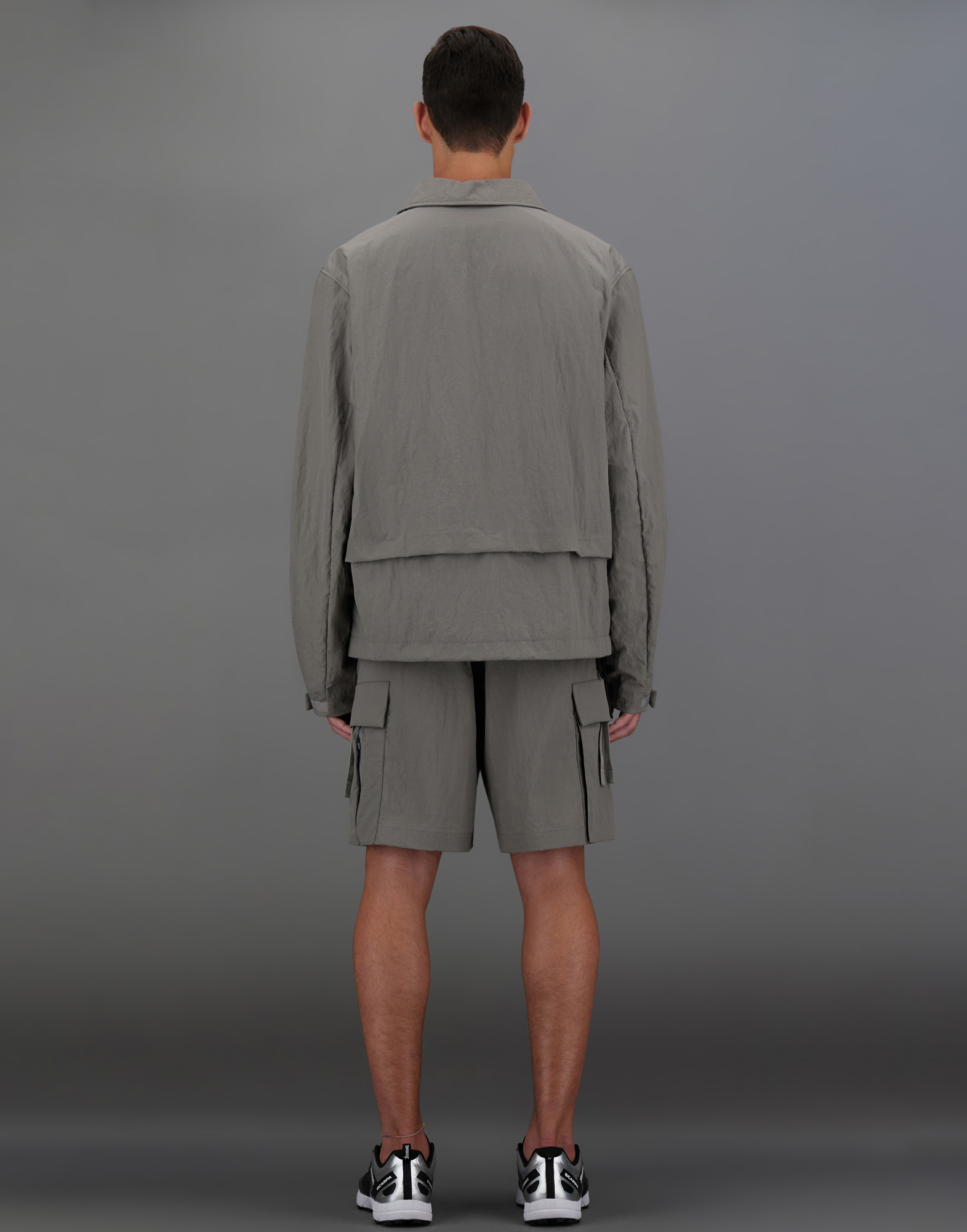 Herno Laminar Shacket In Tech-crinkle In Grey