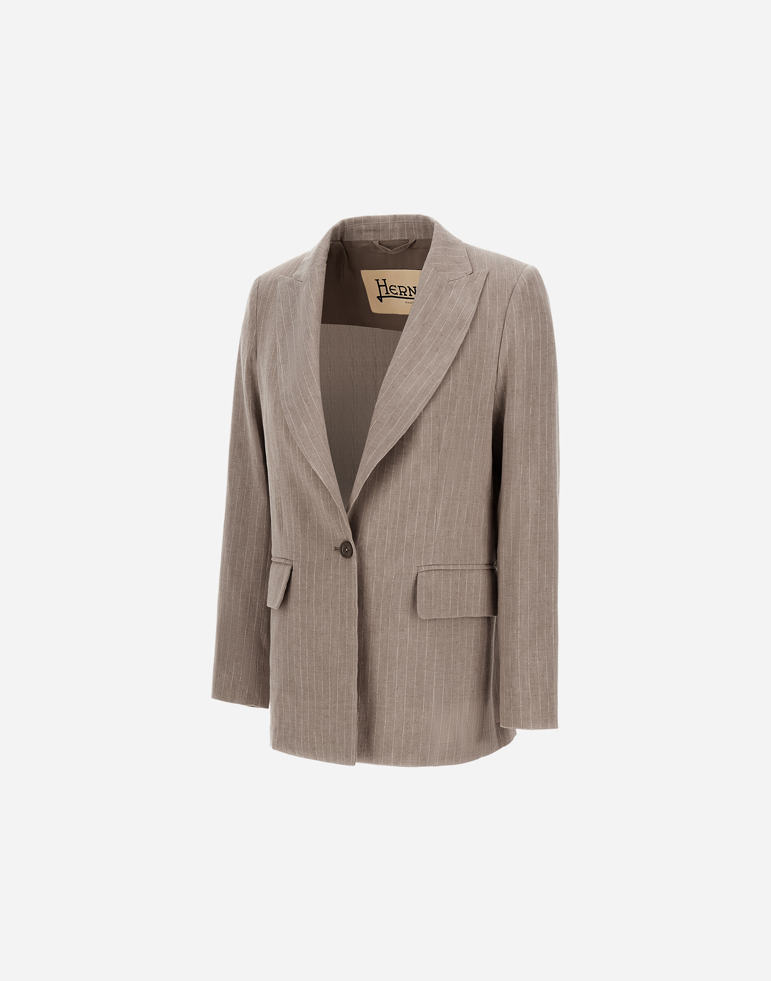 Herno Blazer In Linen Pinstripe In Chantilly