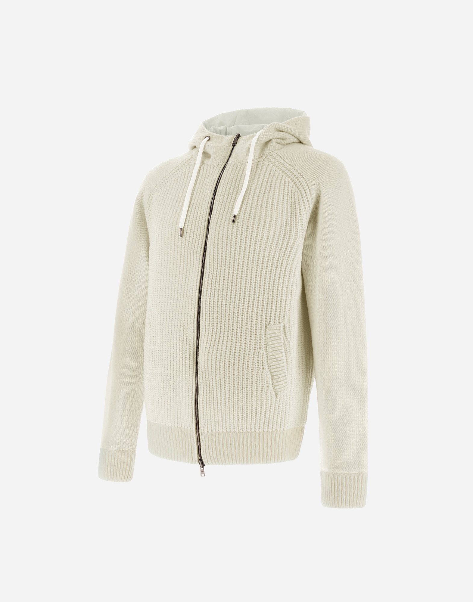 Herno Resort Cardigan In Stocking-stitched Carded Wool In Cream