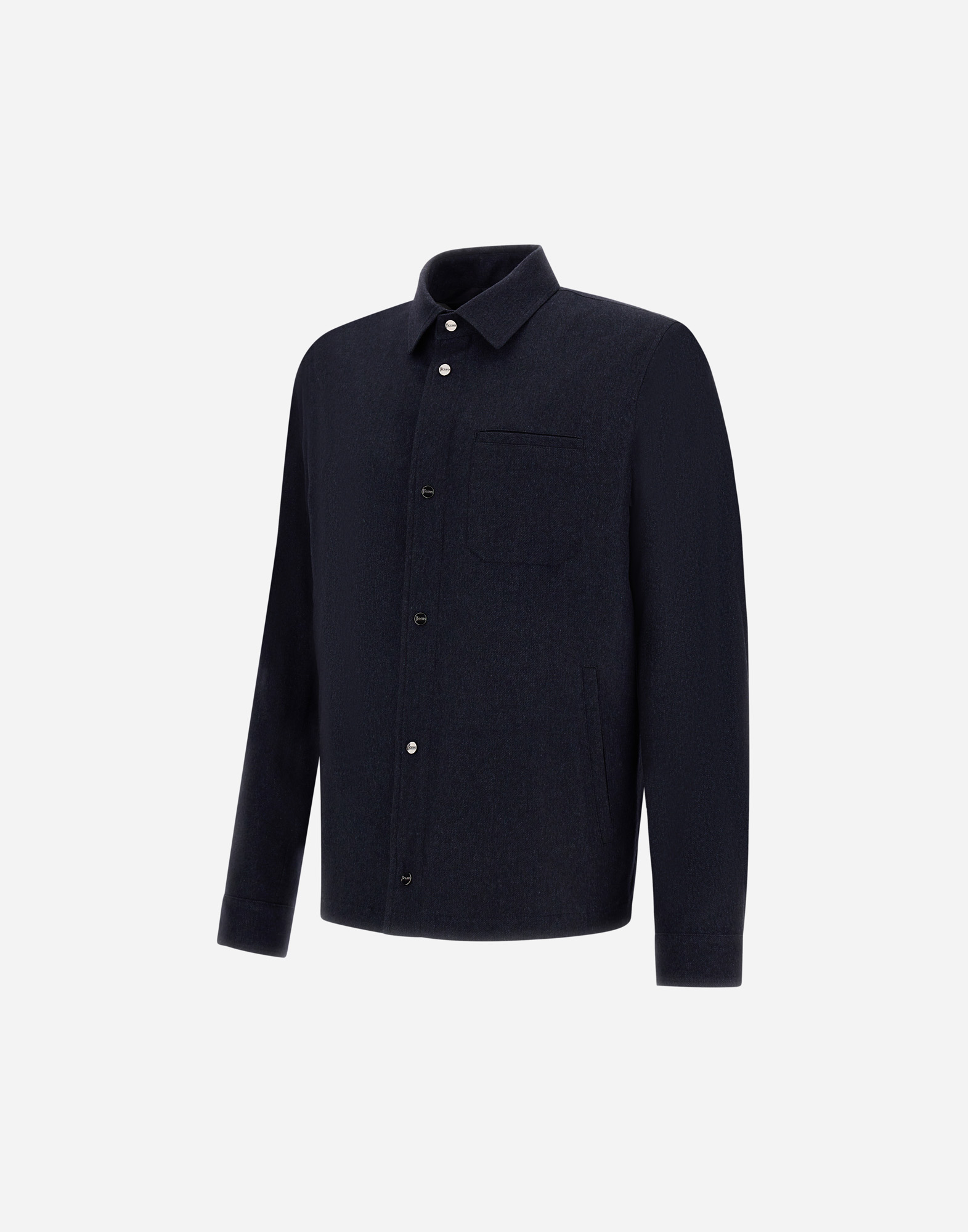 Herno Button-fastening Patch-pocket Shirt Jacket In Blue