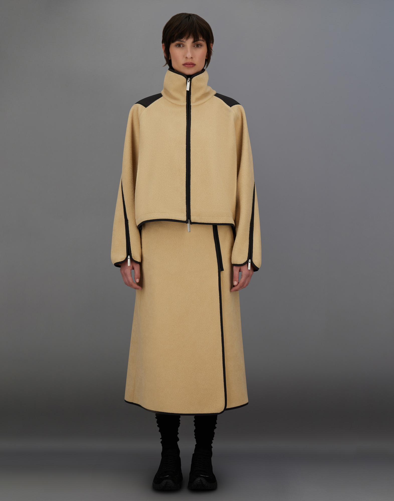 Herno Laminar Polar Fleece And Extra Light Stretch Padded Sweatshirt In Neutral