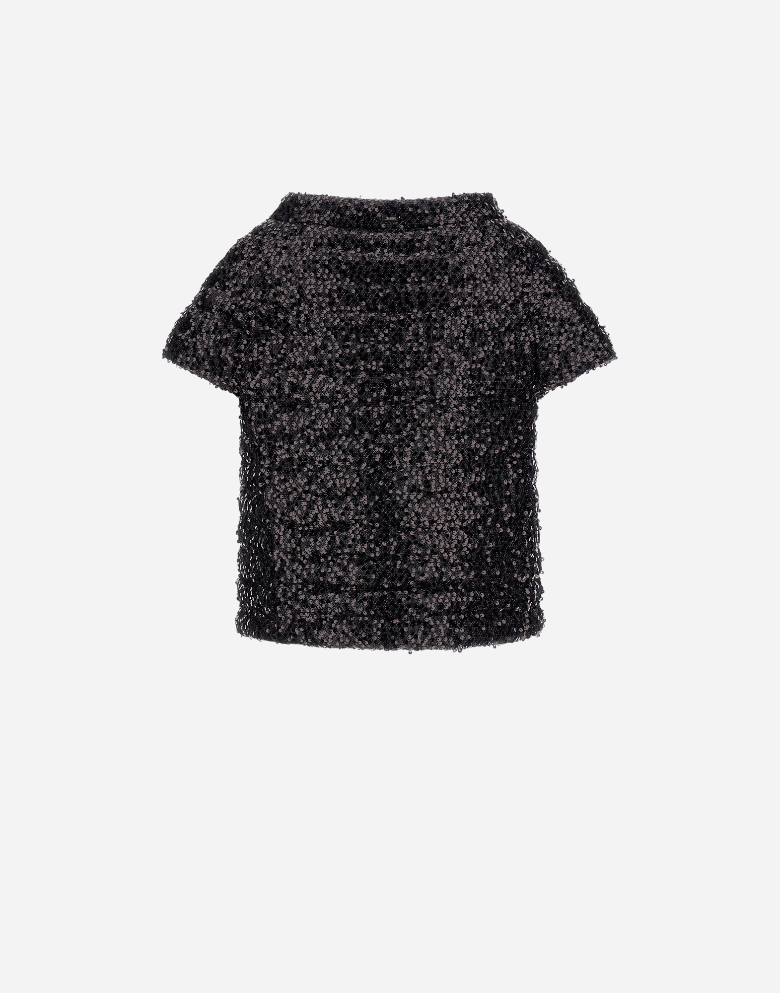 Herno Cape In Sequin Mesh In Black