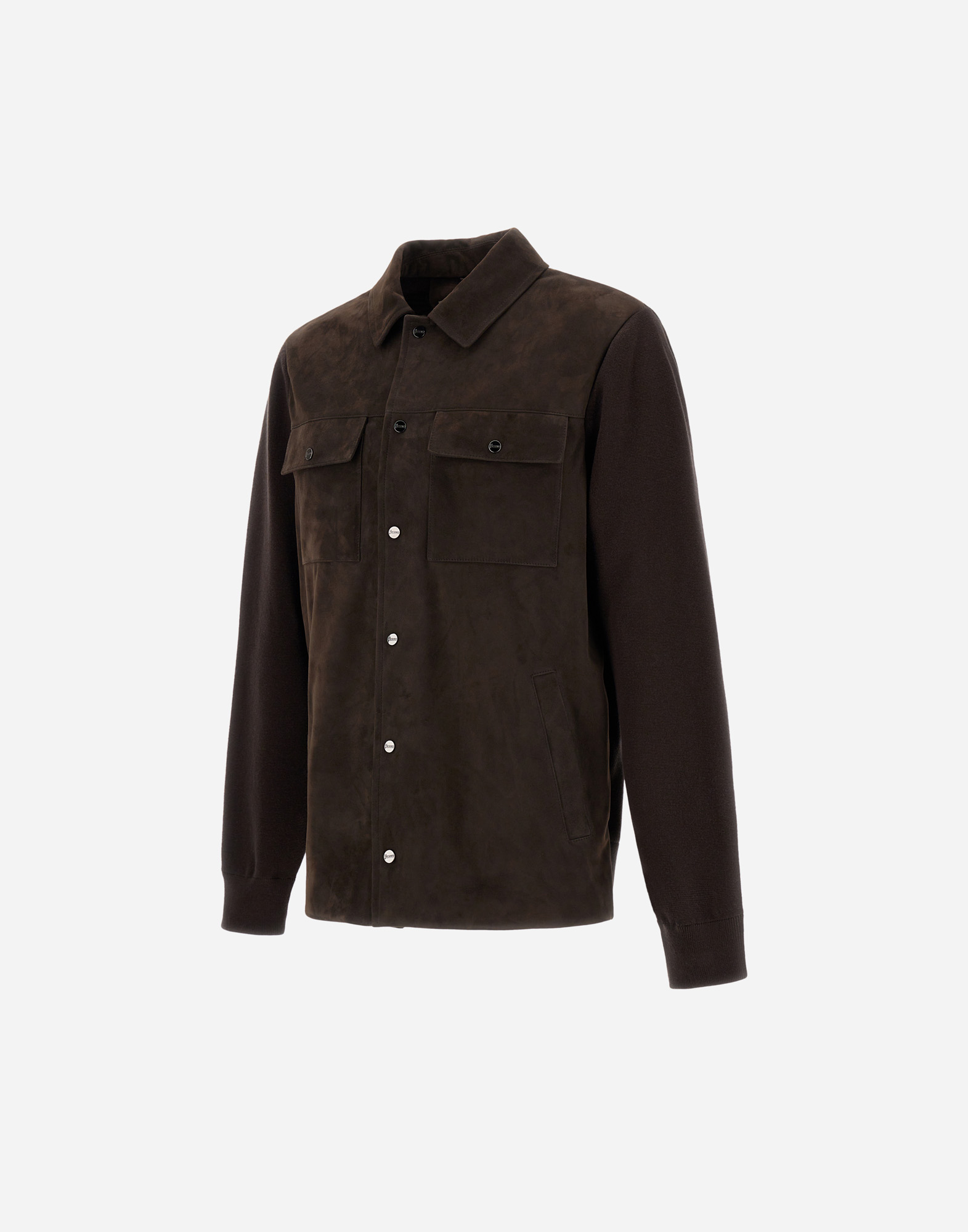 Herno Resort Shacket In Cotton Cashmere Knit In Brown