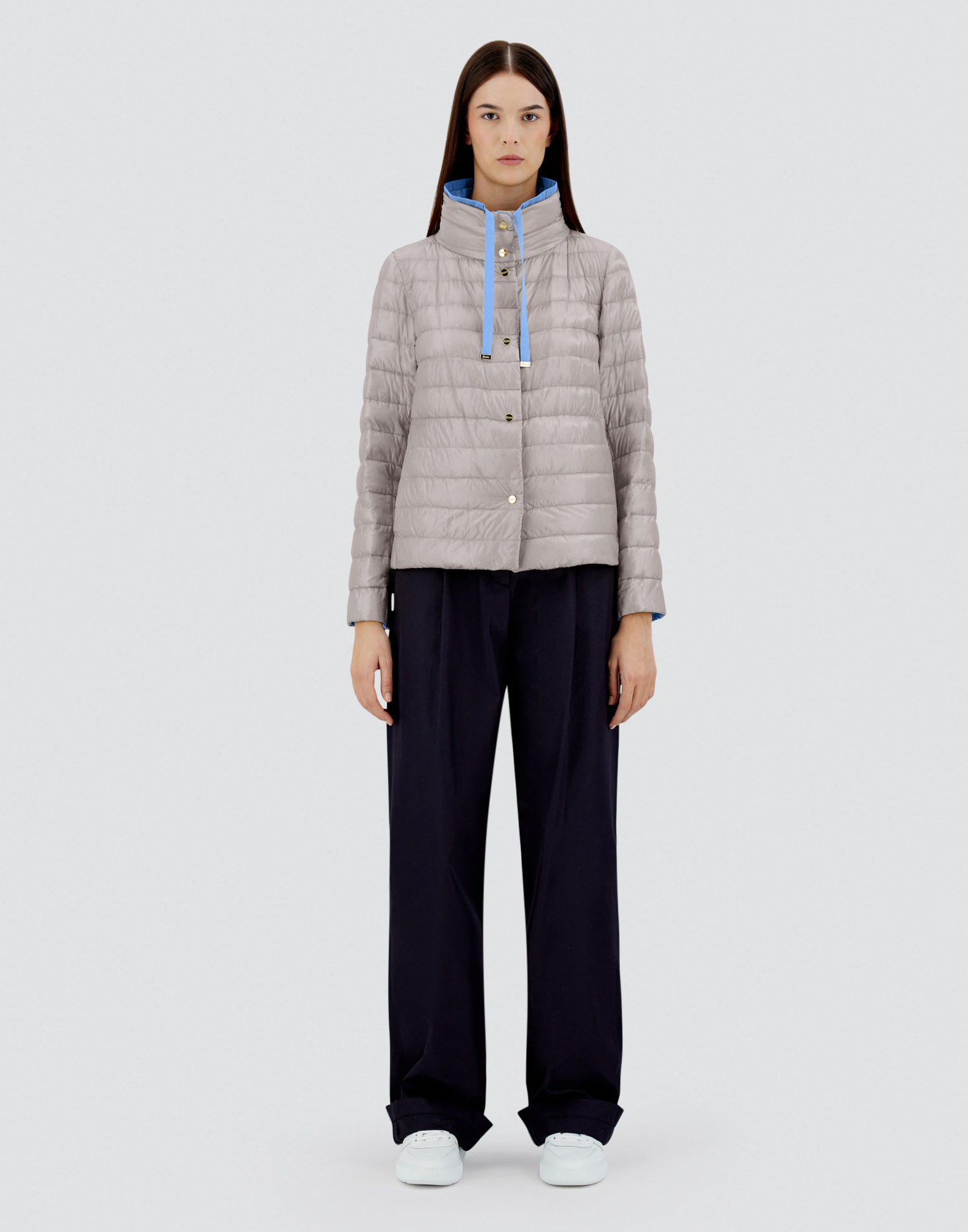 Herno Reversible Nylon Ultralight Cape In Slate