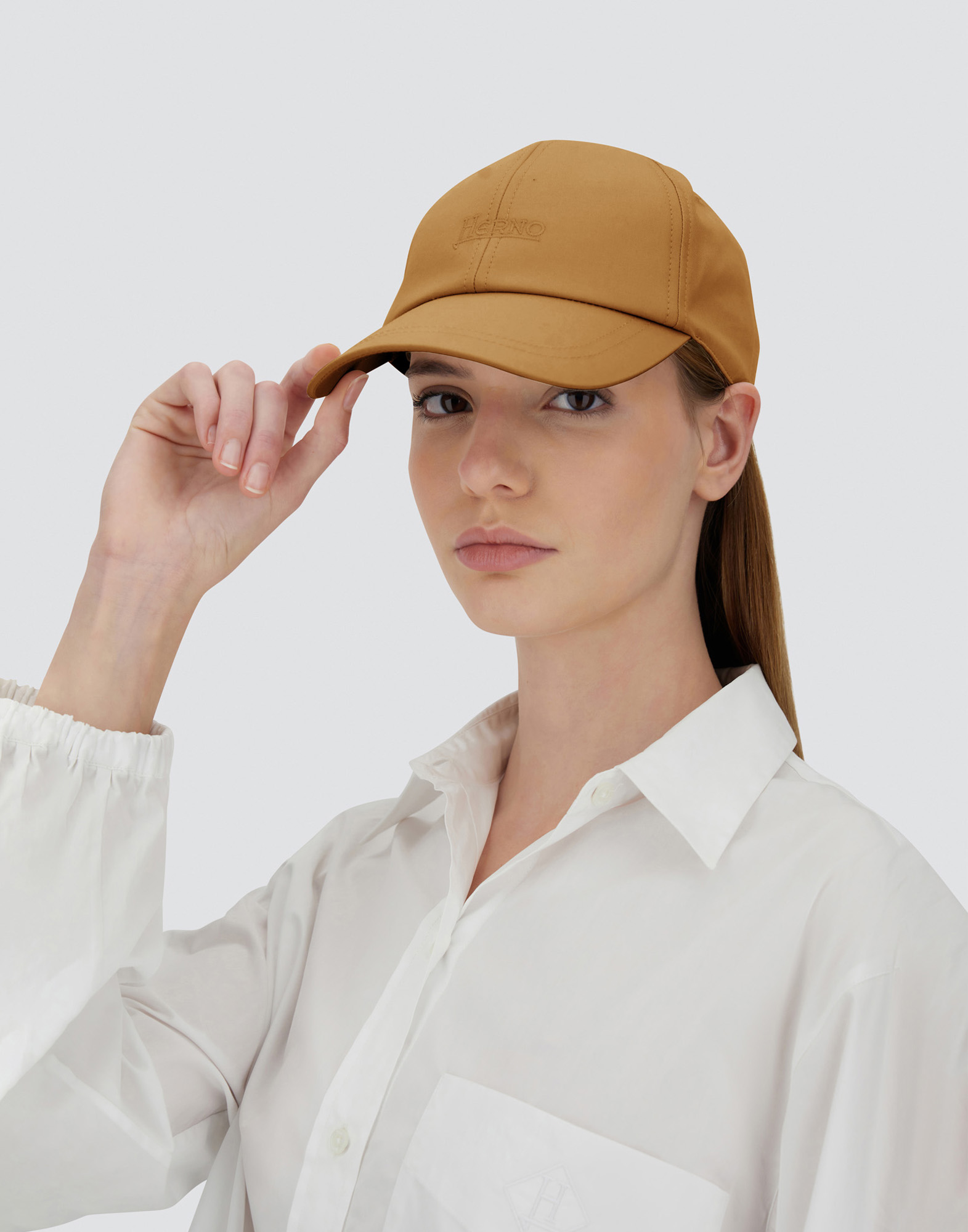 Herno Delon Baseball Cap In Camel