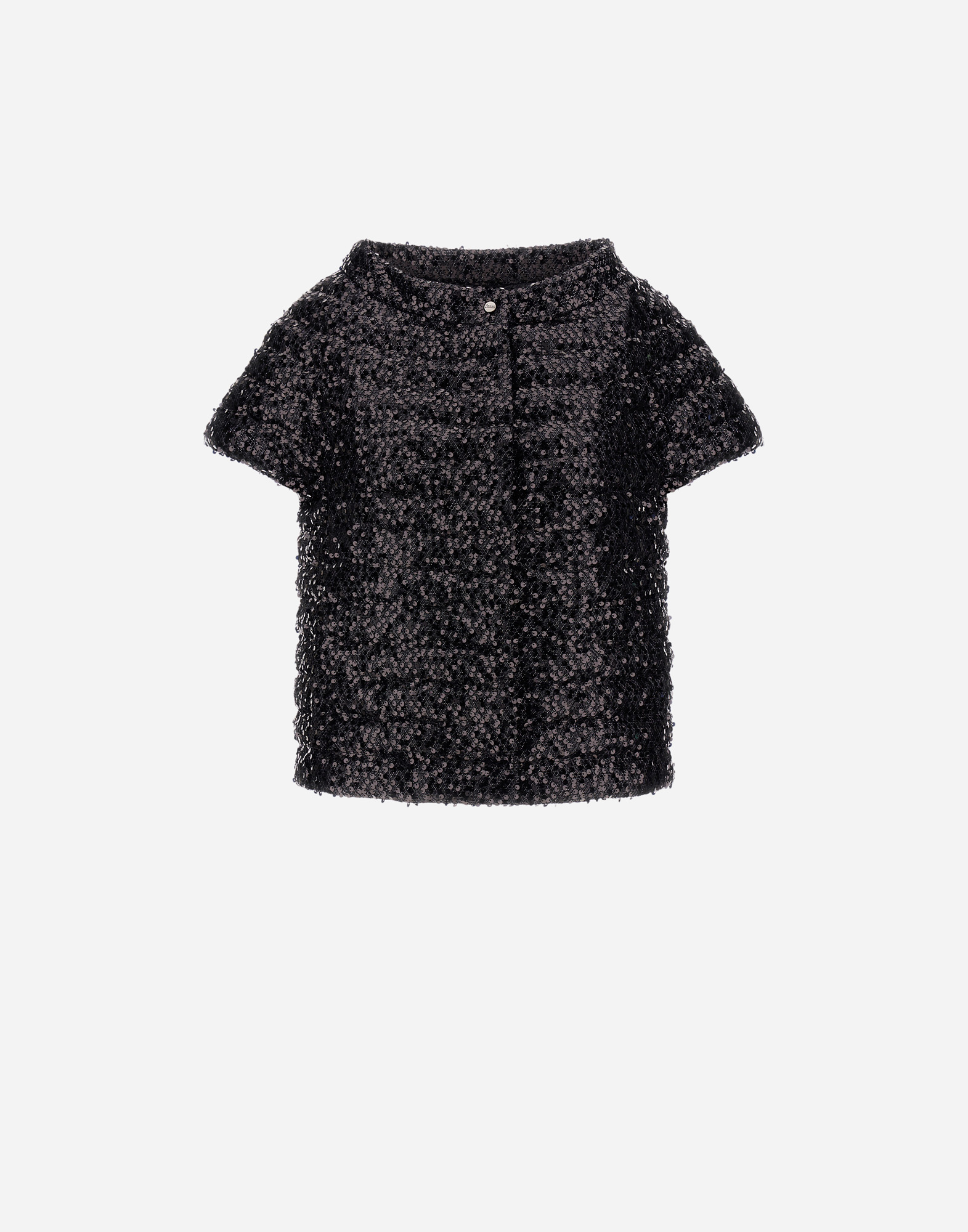 Herno Cape In Sequin Mesh In Black