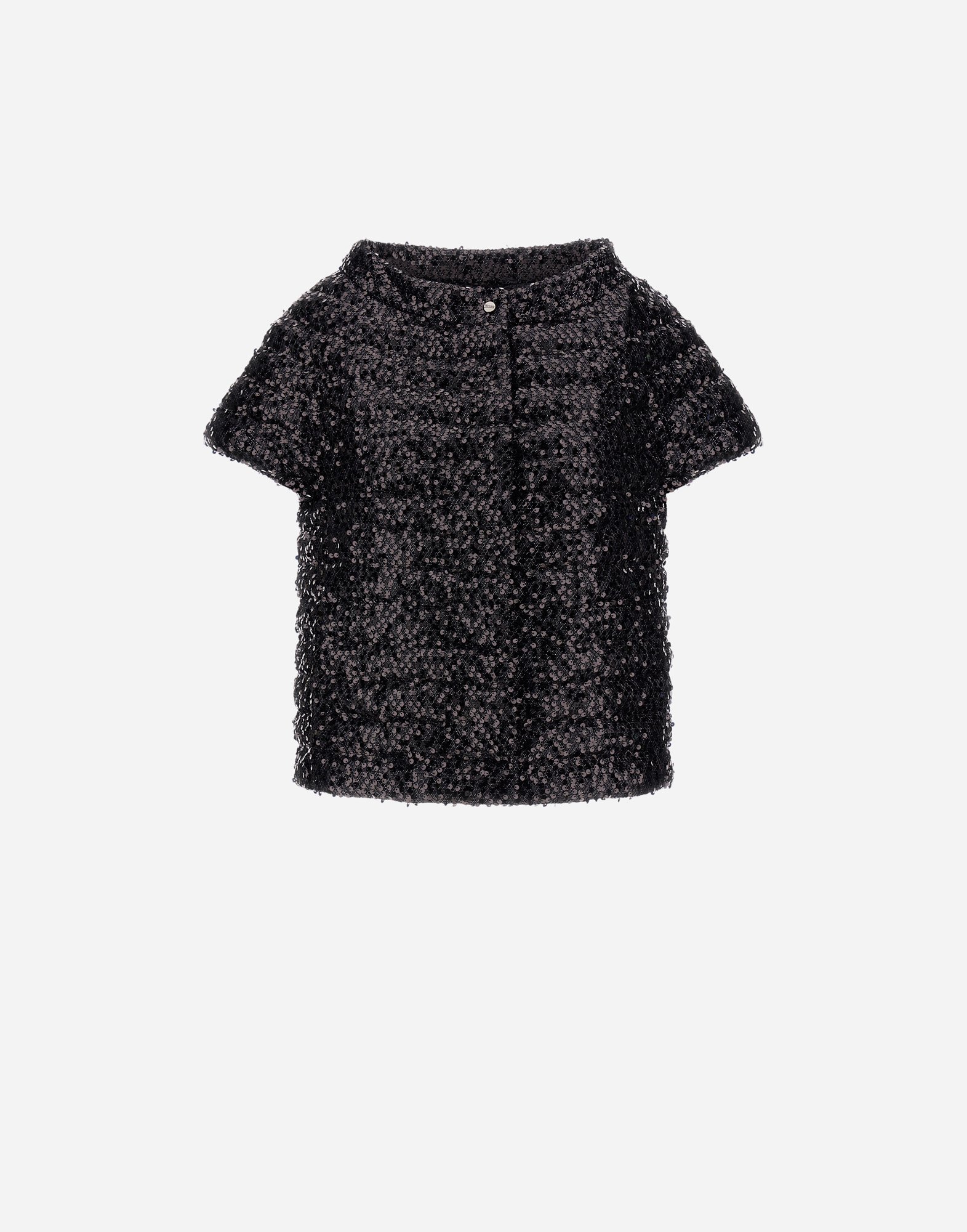 Herno Cape In Sequin Mesh In Black