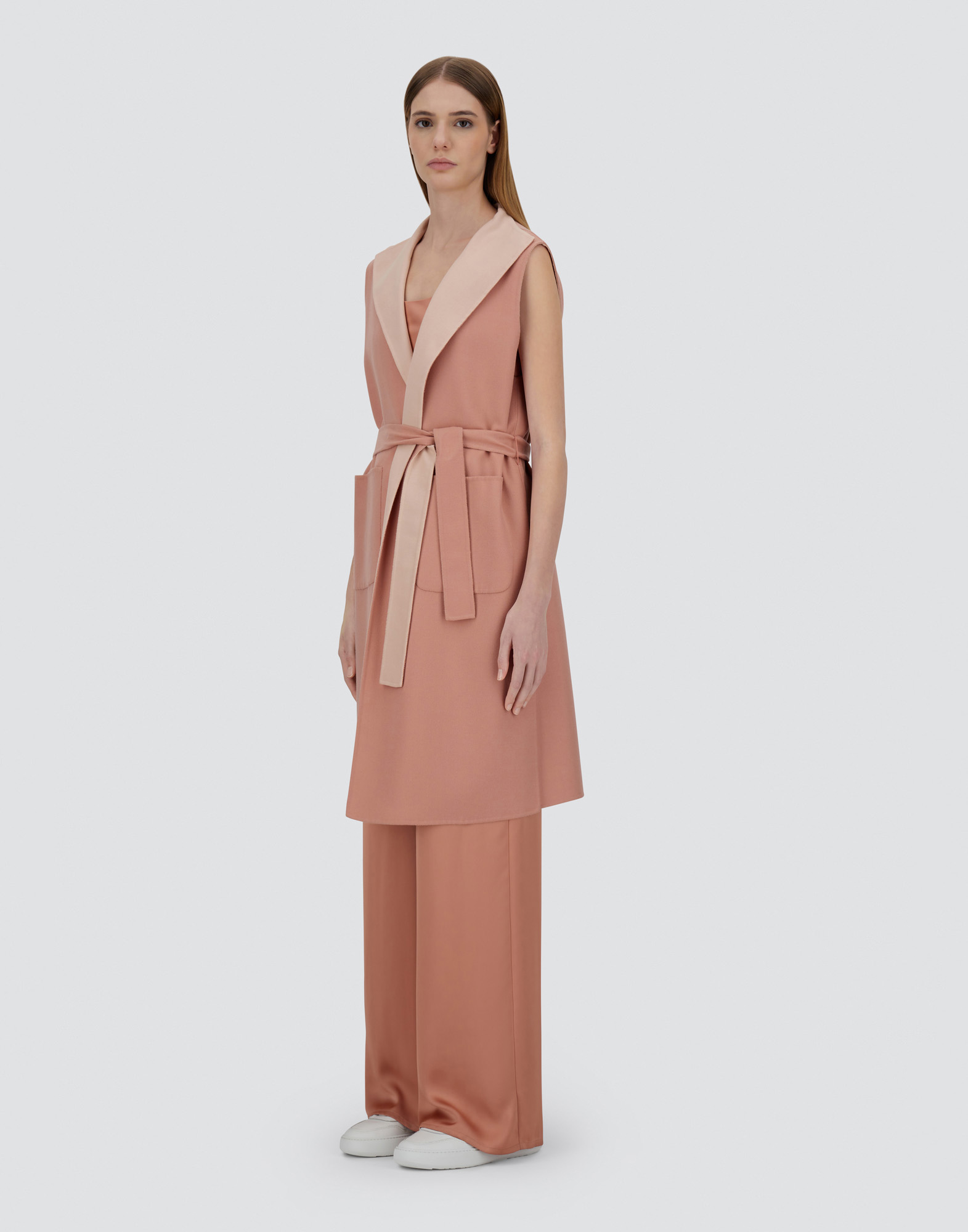 Herno Double-layered Wool Vest In Pink