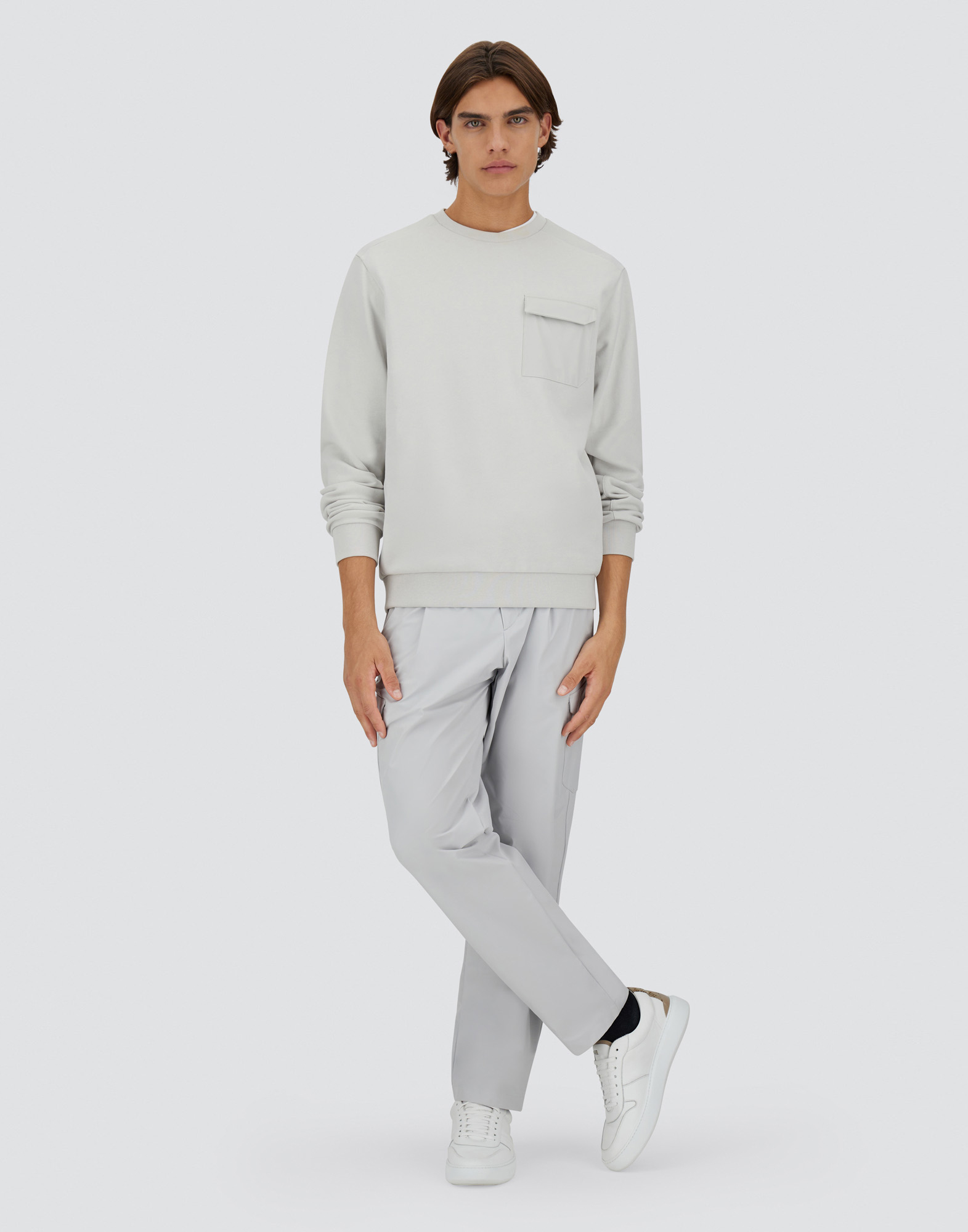 Herno Cotton Sweater And And Nylon Maestro Sweatshirt In Ice