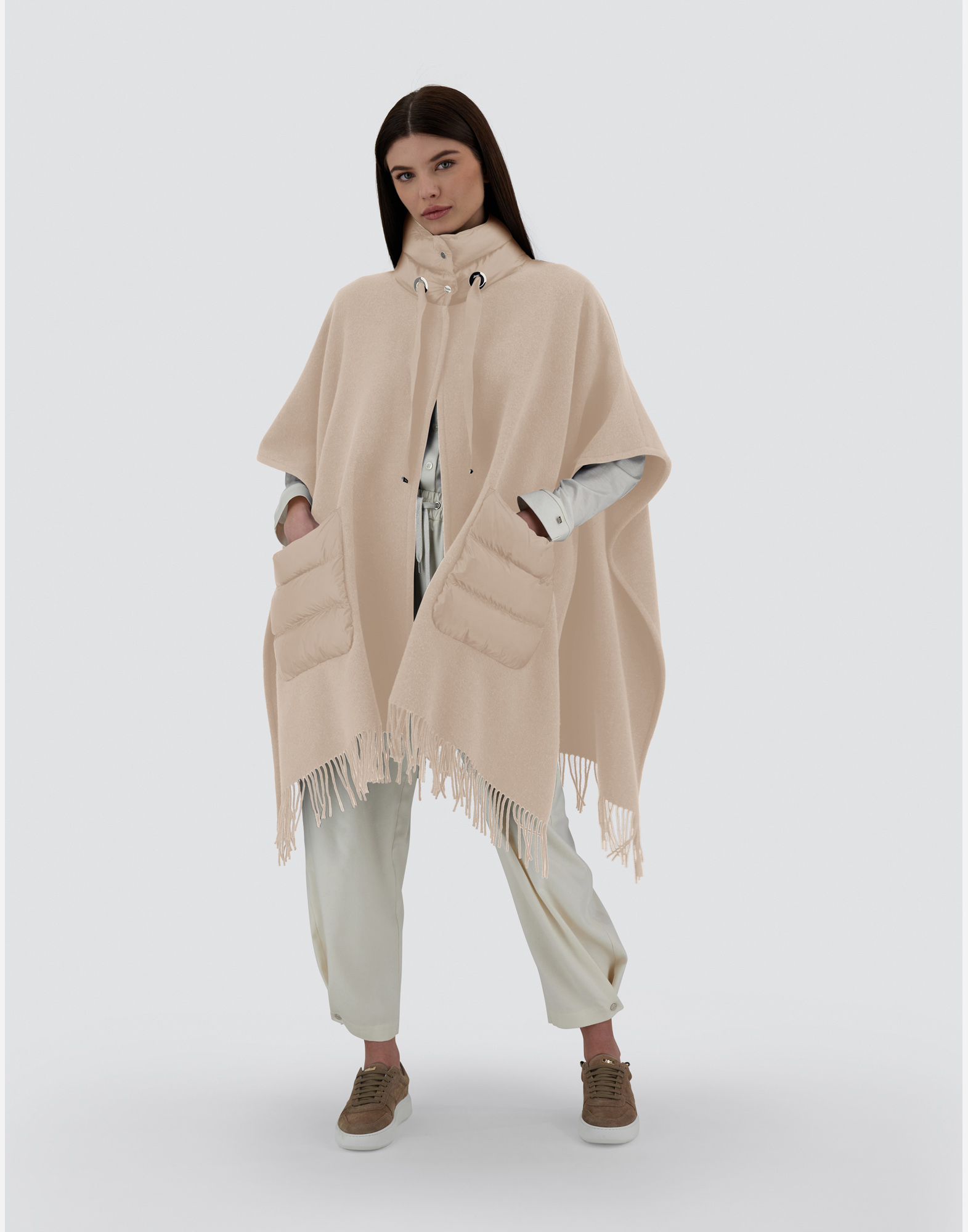 Herno Beige Wool Capes In Neutral
