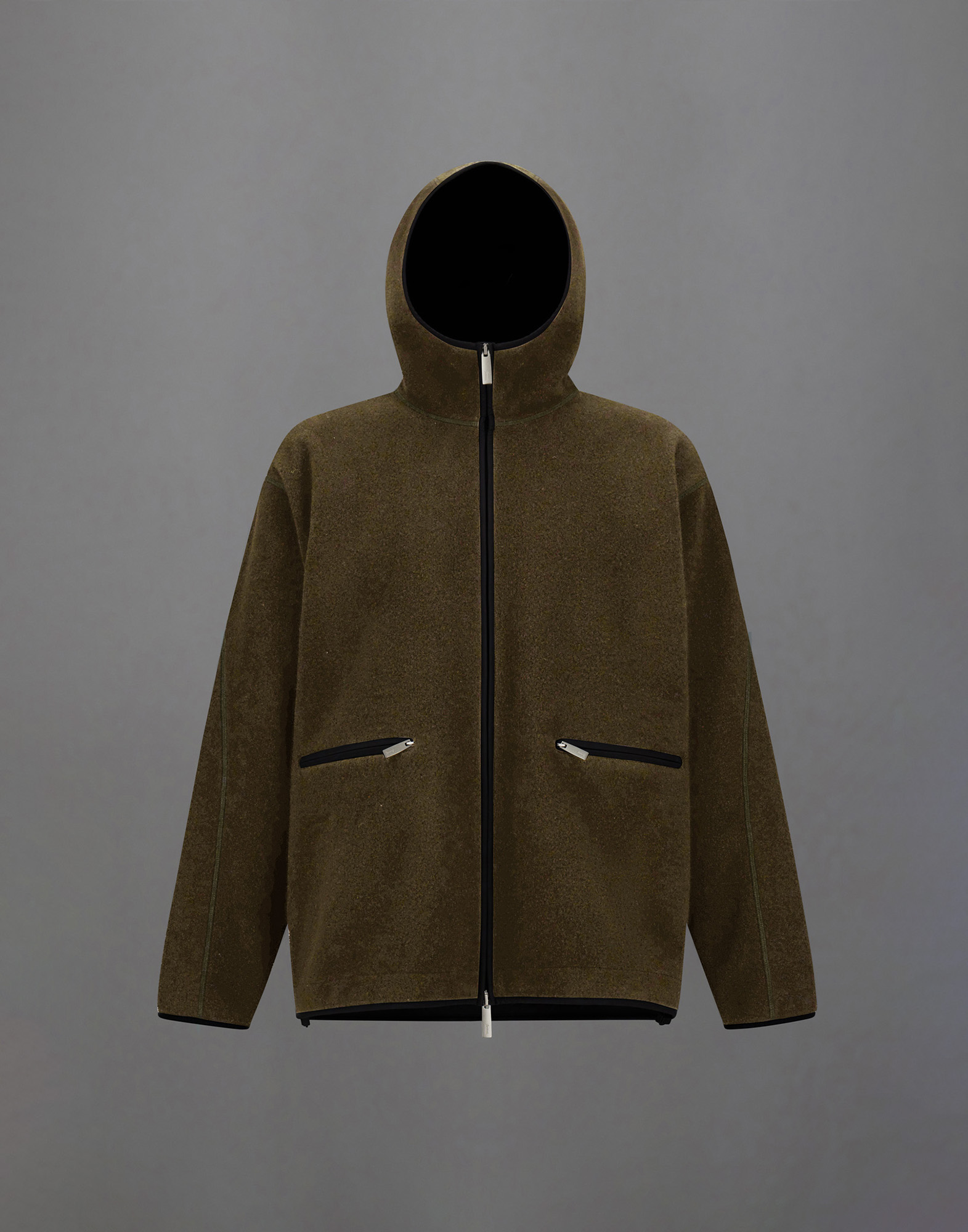 Herno Laminar Sweatshirt In Polar Fleece And Extra Light Stretch Padded In Green