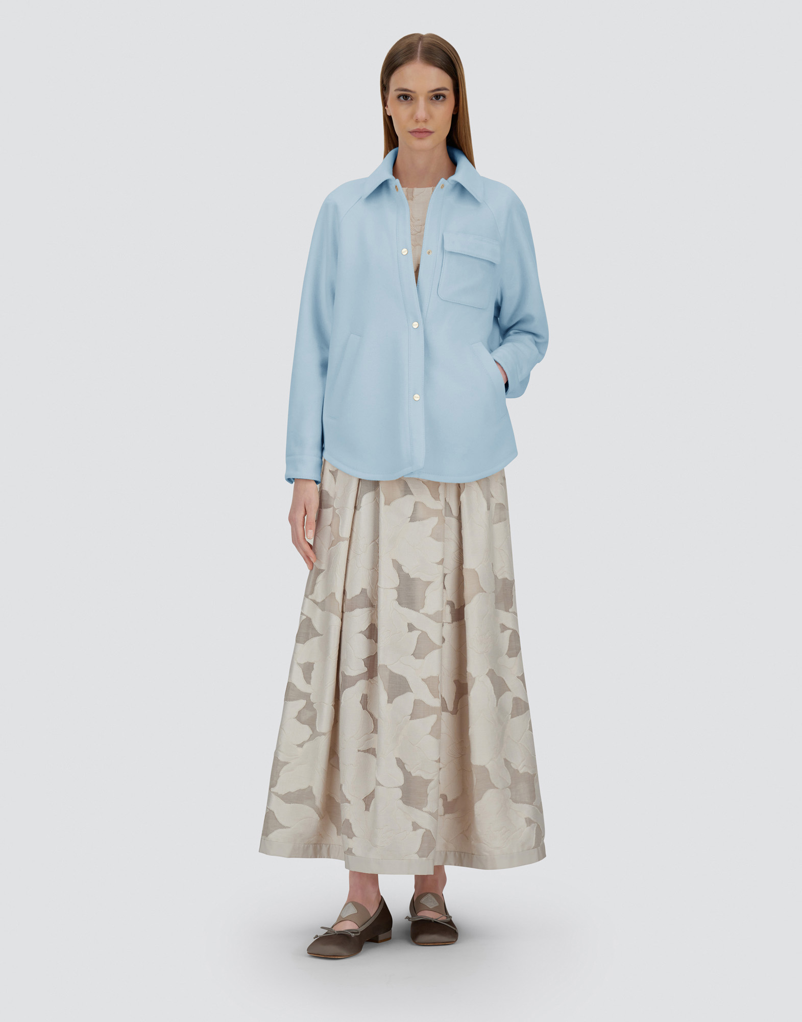 Herno Last Cold Wool Shacket In Light Blue