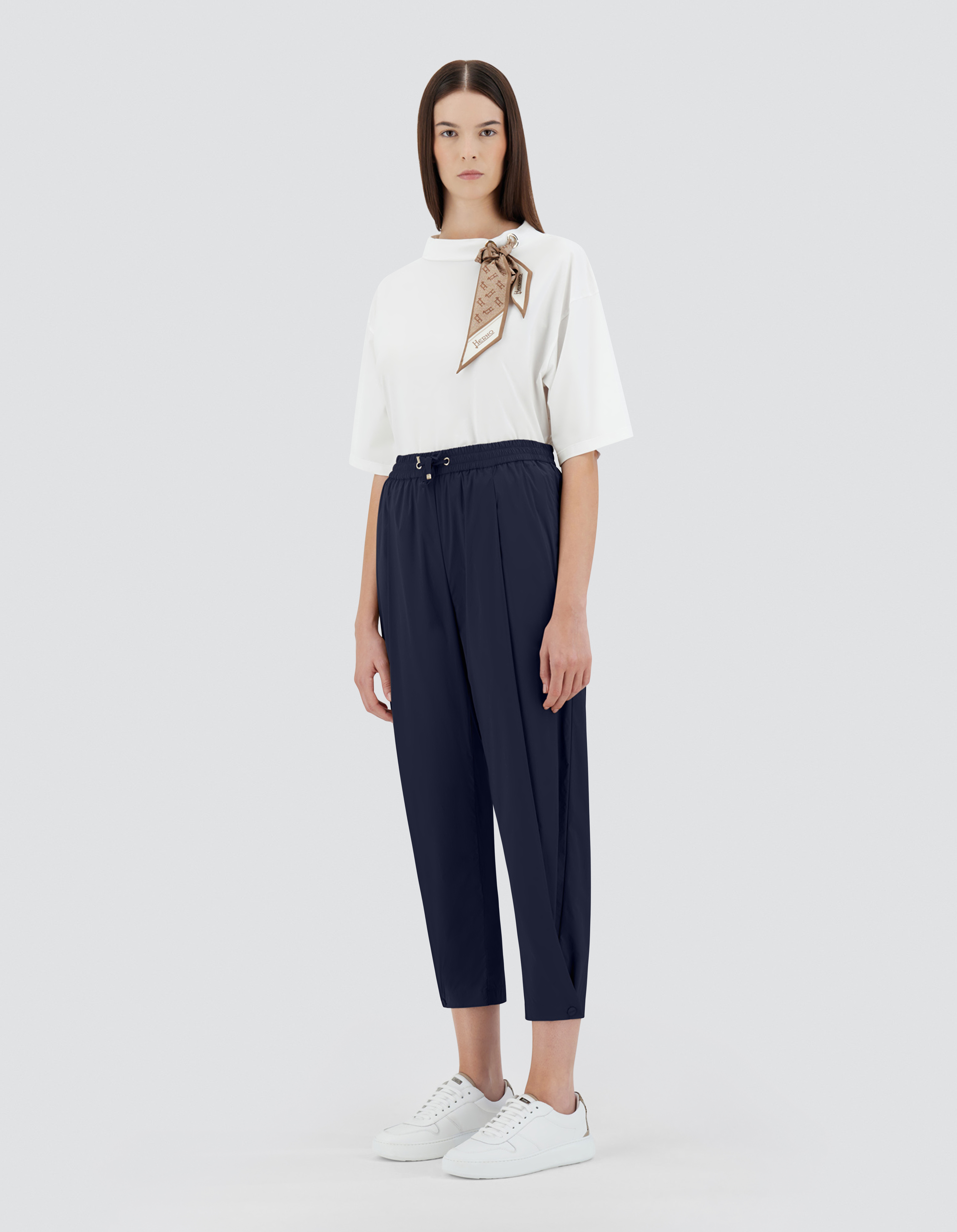 Herno Trousers In Light Nylon Stretch In Blue