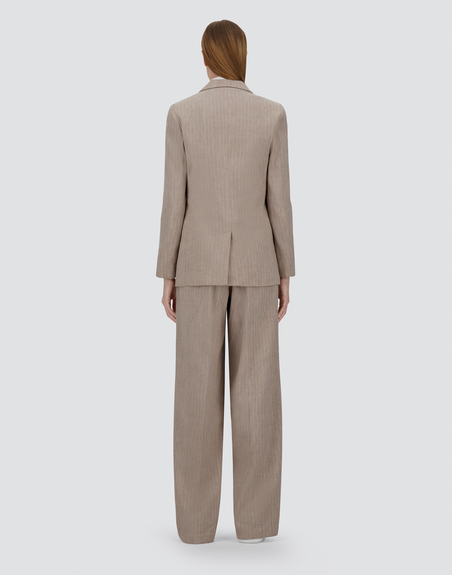 Herno Blazer In Linen Pinstripe In Chantilly