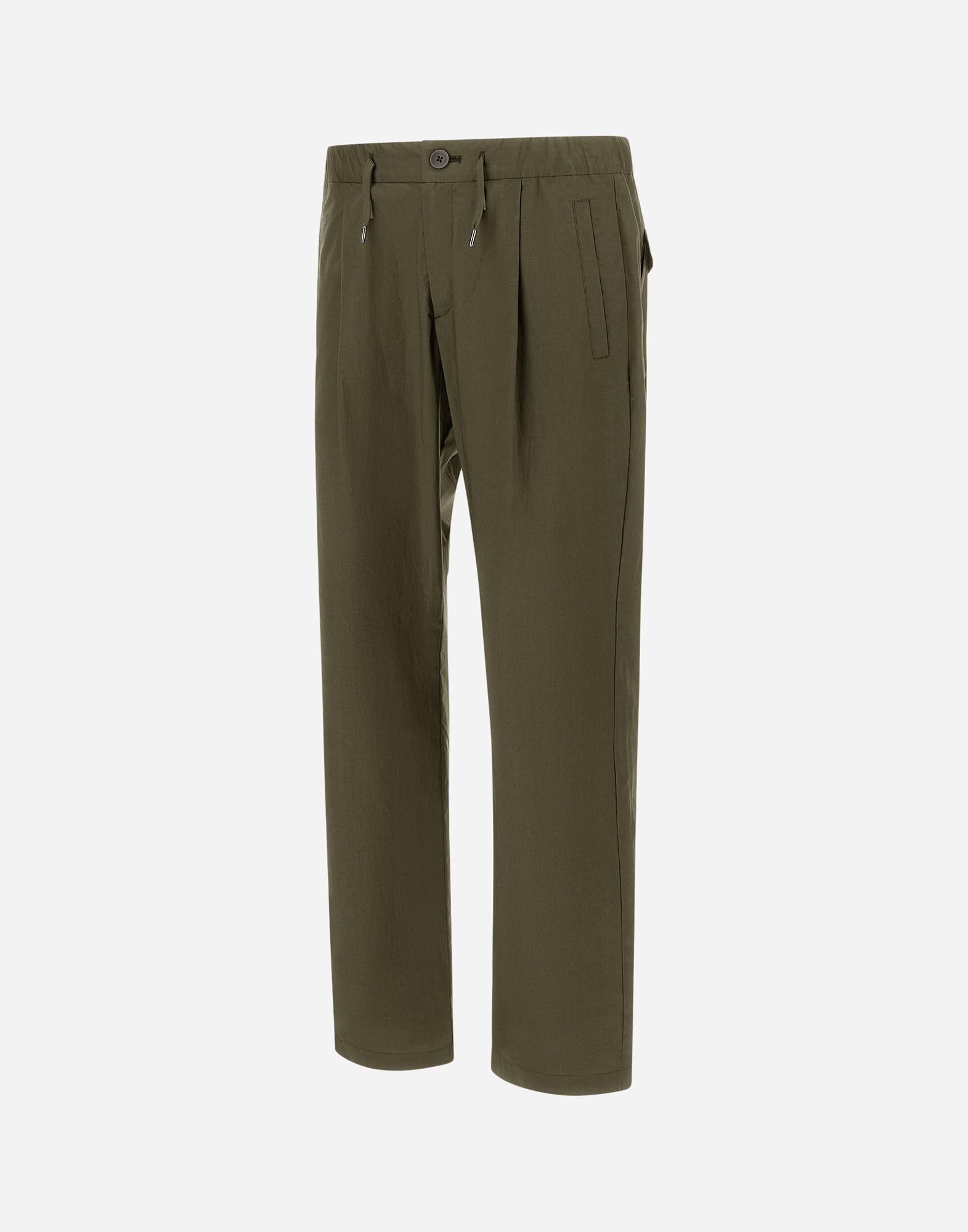 Herno Light Cotton Stretch Trousers In Light Military