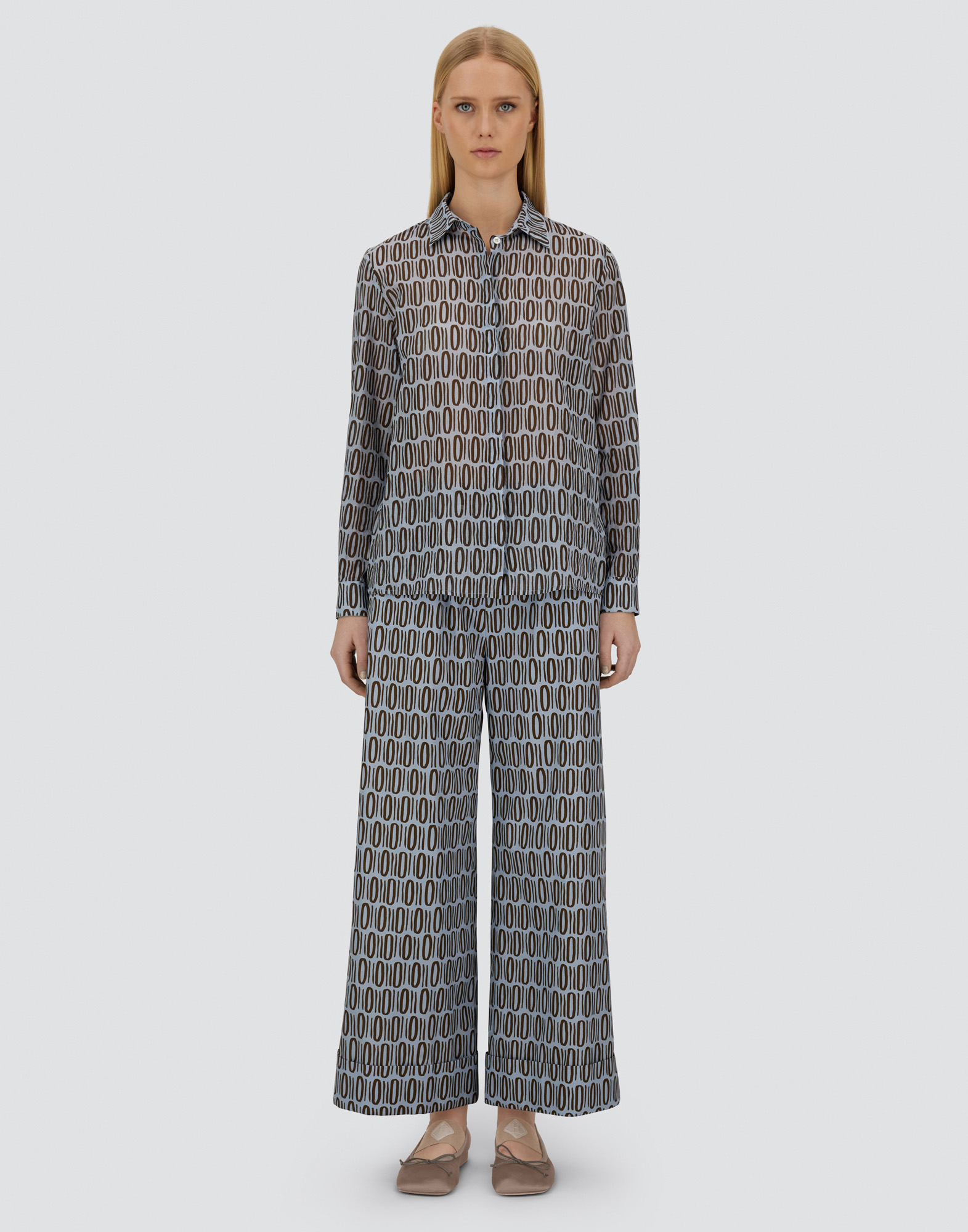 Herno Resort Shirt In Light Cotton Rectangular Print