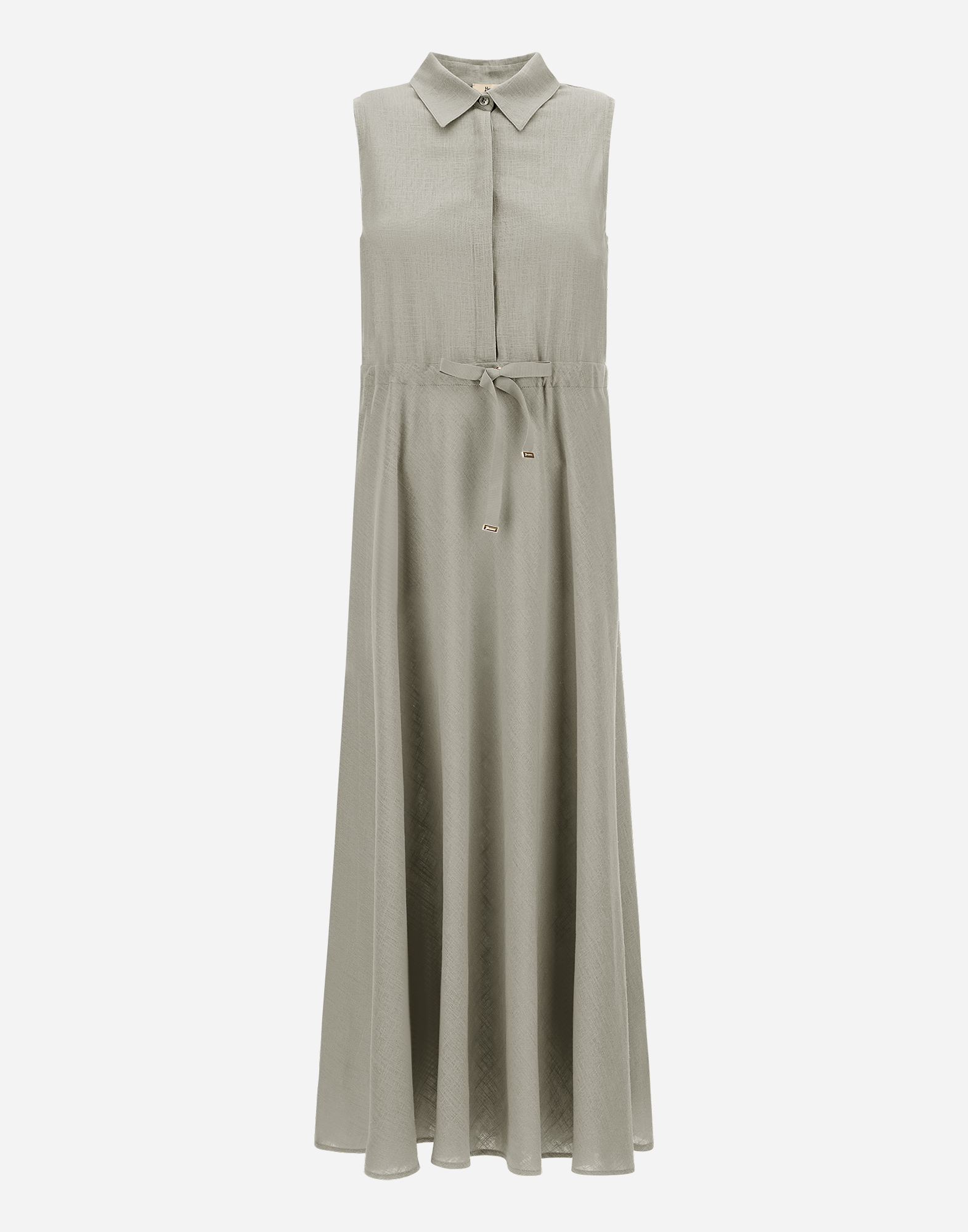 Herno Dress In Linen Blend In Chantilly