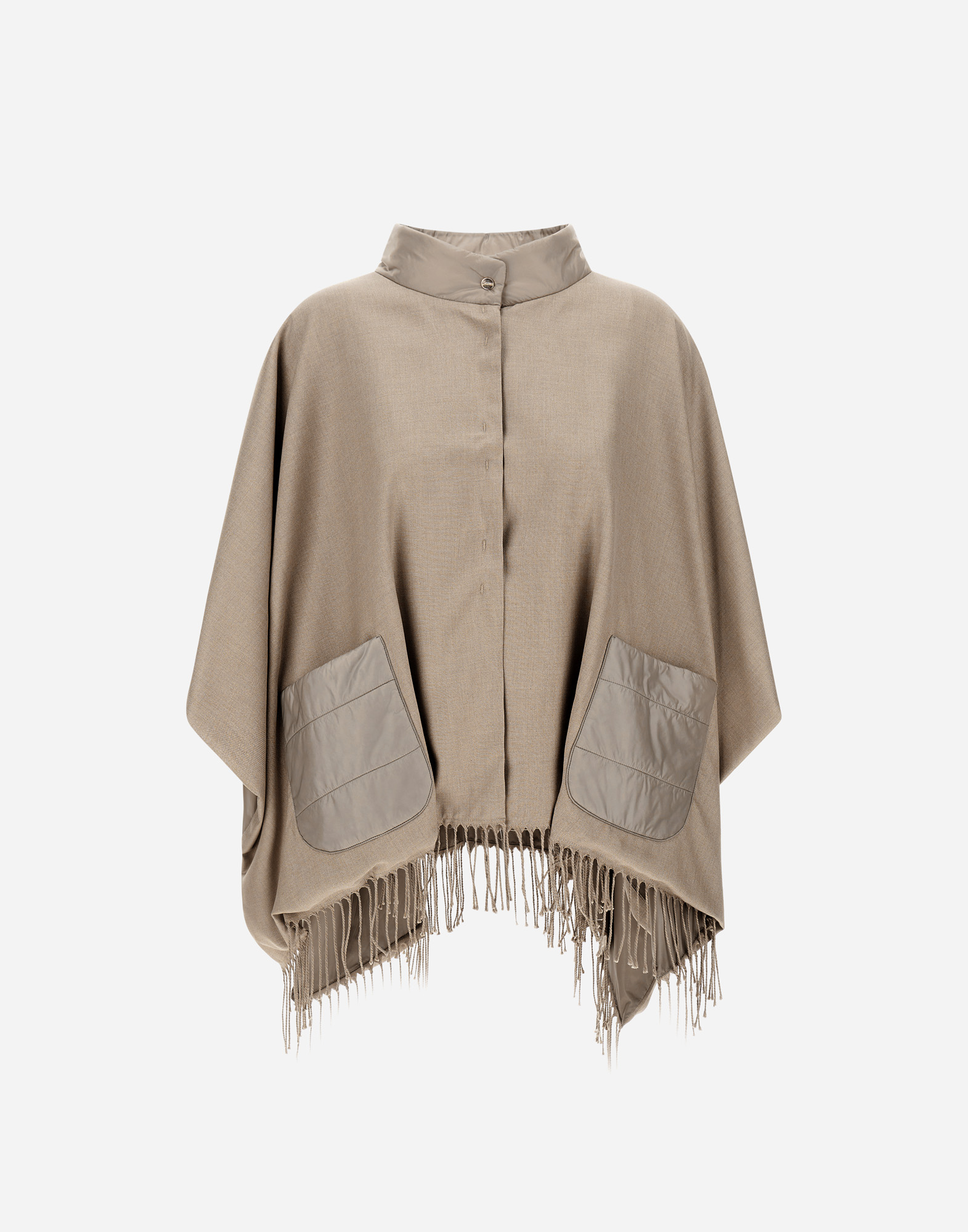 Herno Poncho In Summer Silk And Nylon Ultralight In Chantilly