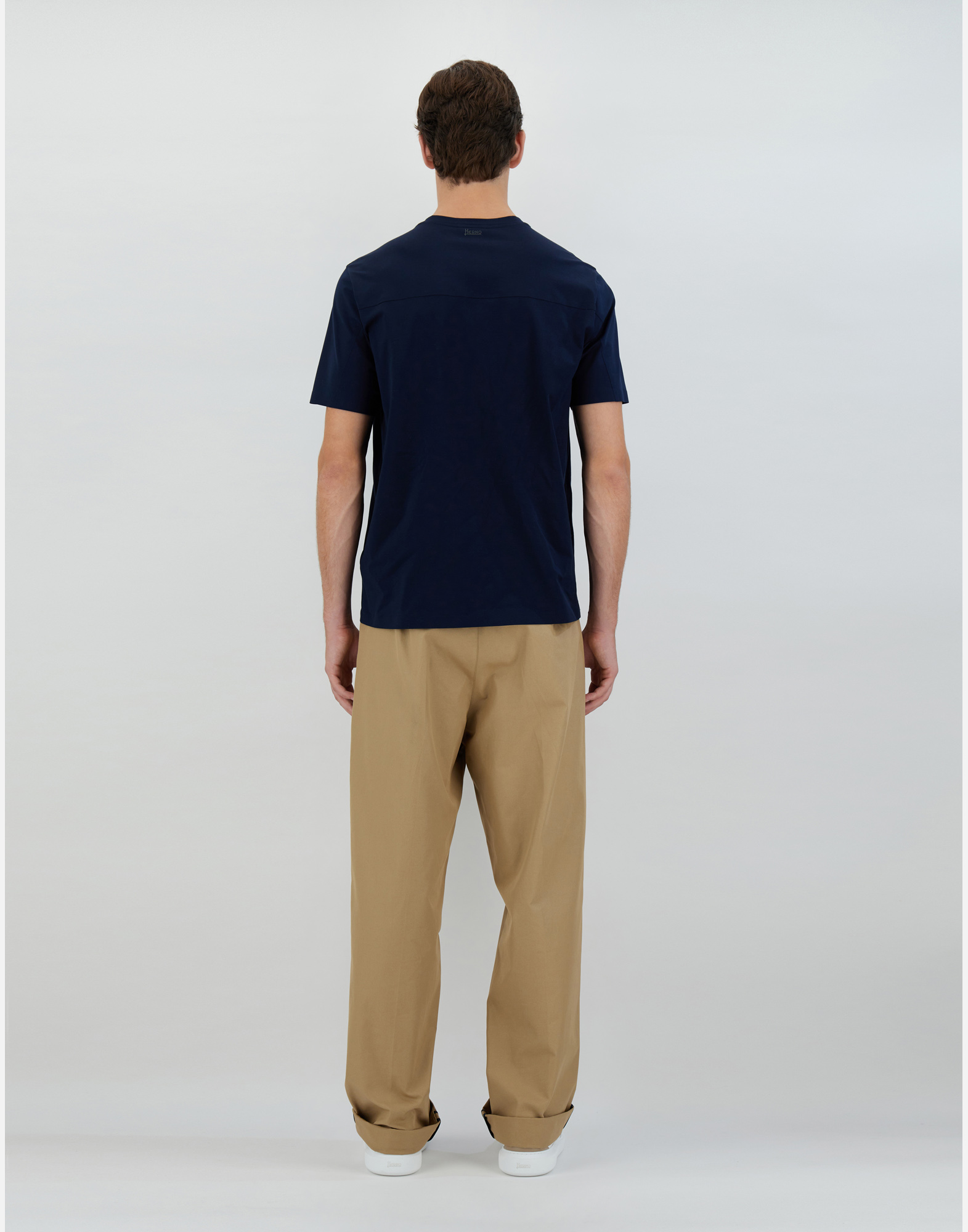Shop Herno Superfine Cotton Stretch Tシャツ In Navy Blue