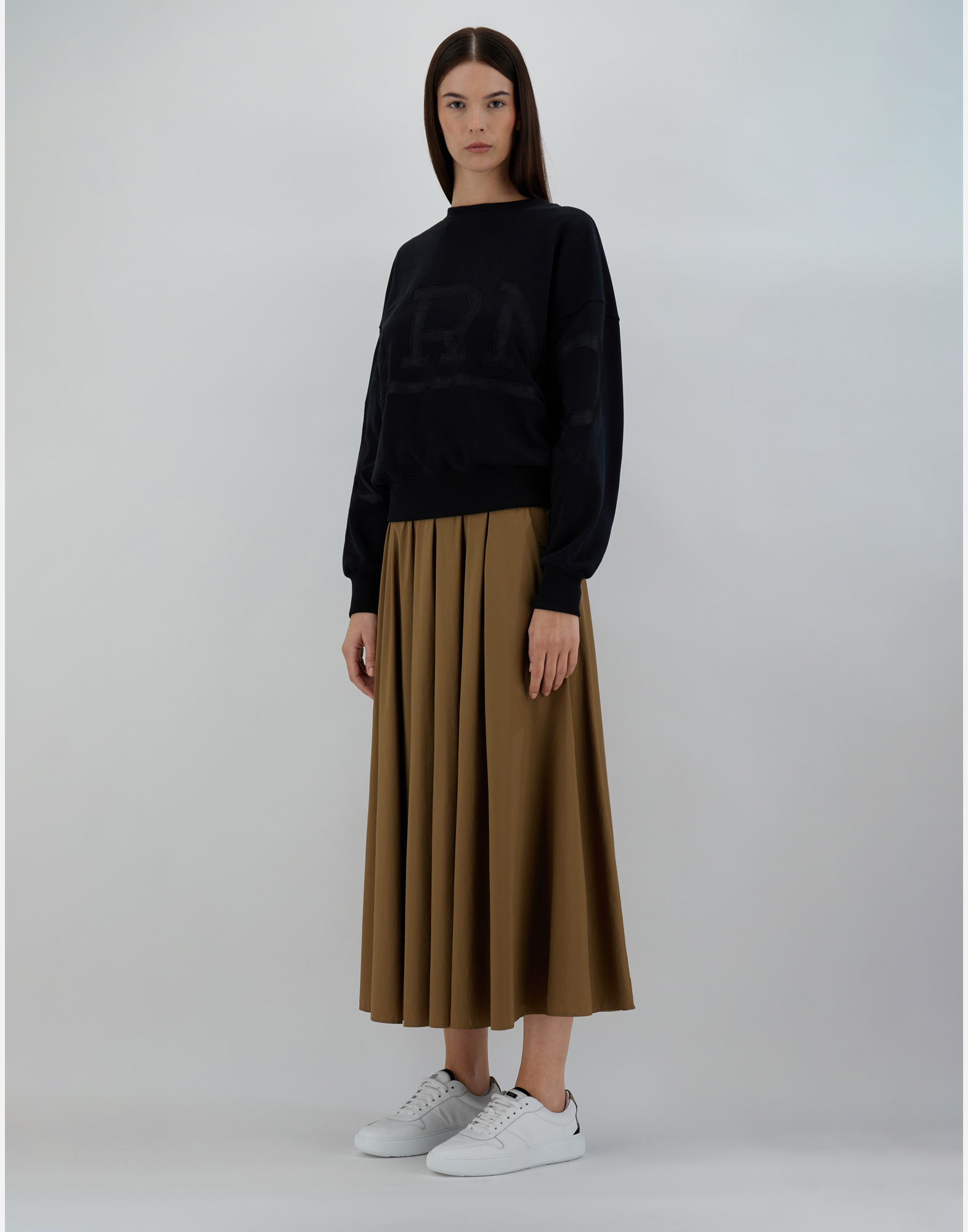 Shop Herno Diagonal Cotton, Fleece ＆ Mesh スウェットシャツ In Black