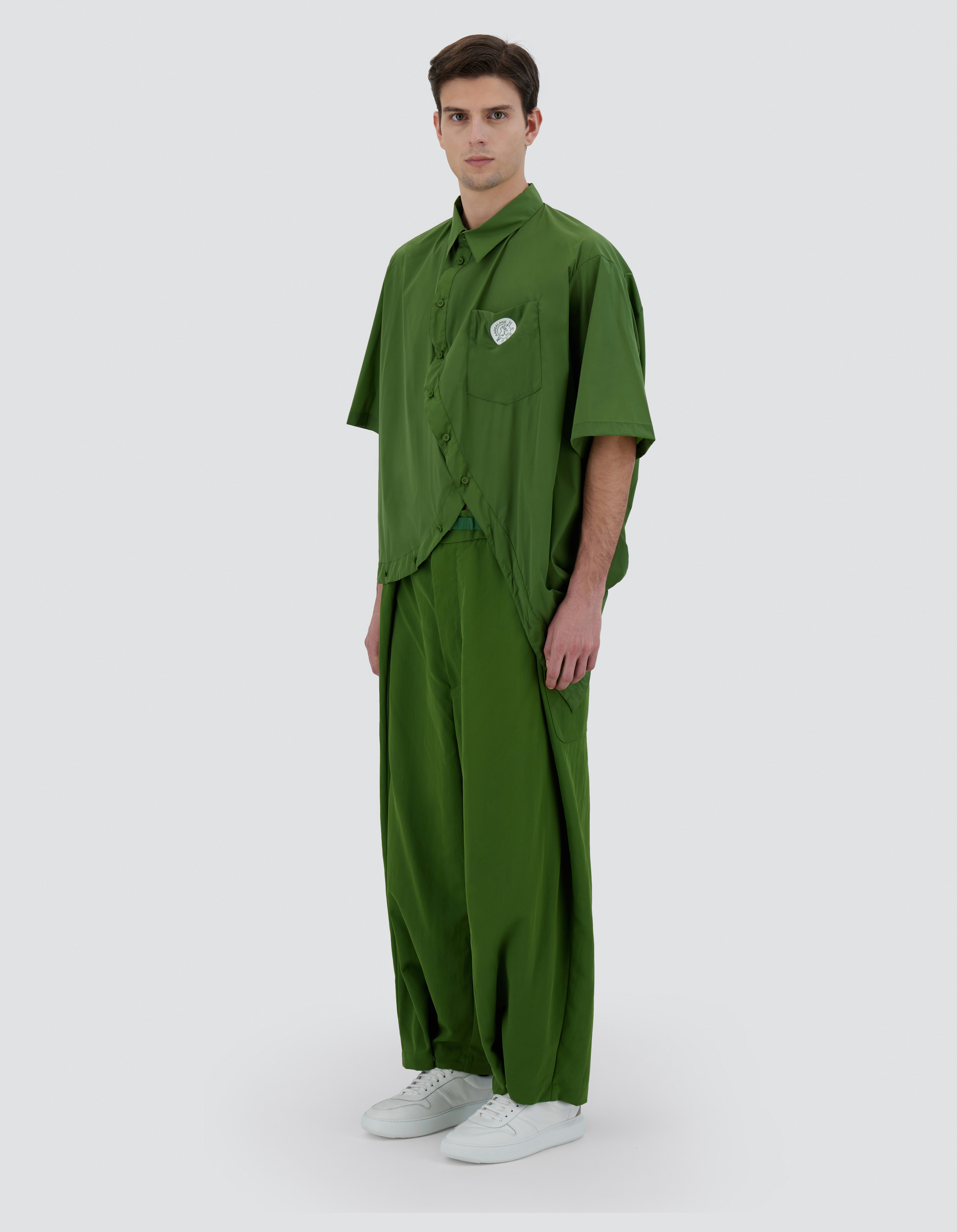 Shop Herno Globe Shirt In Eco Cotton Feel In Garden Green