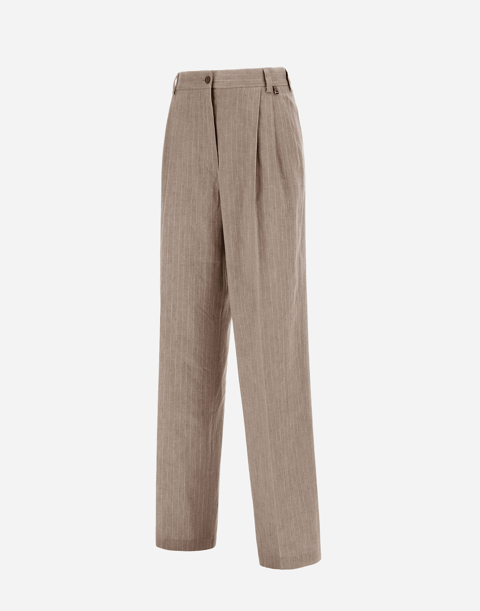 Herno Trousers In Linen Pinstripe In Chantilly