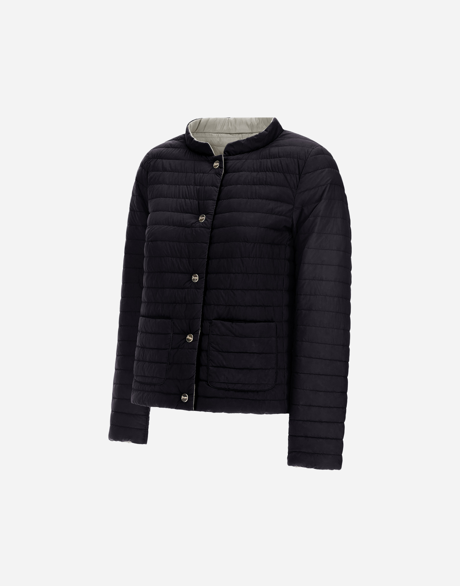 Herno Nuage Reversible Quilted Jacket In Black/chantilly