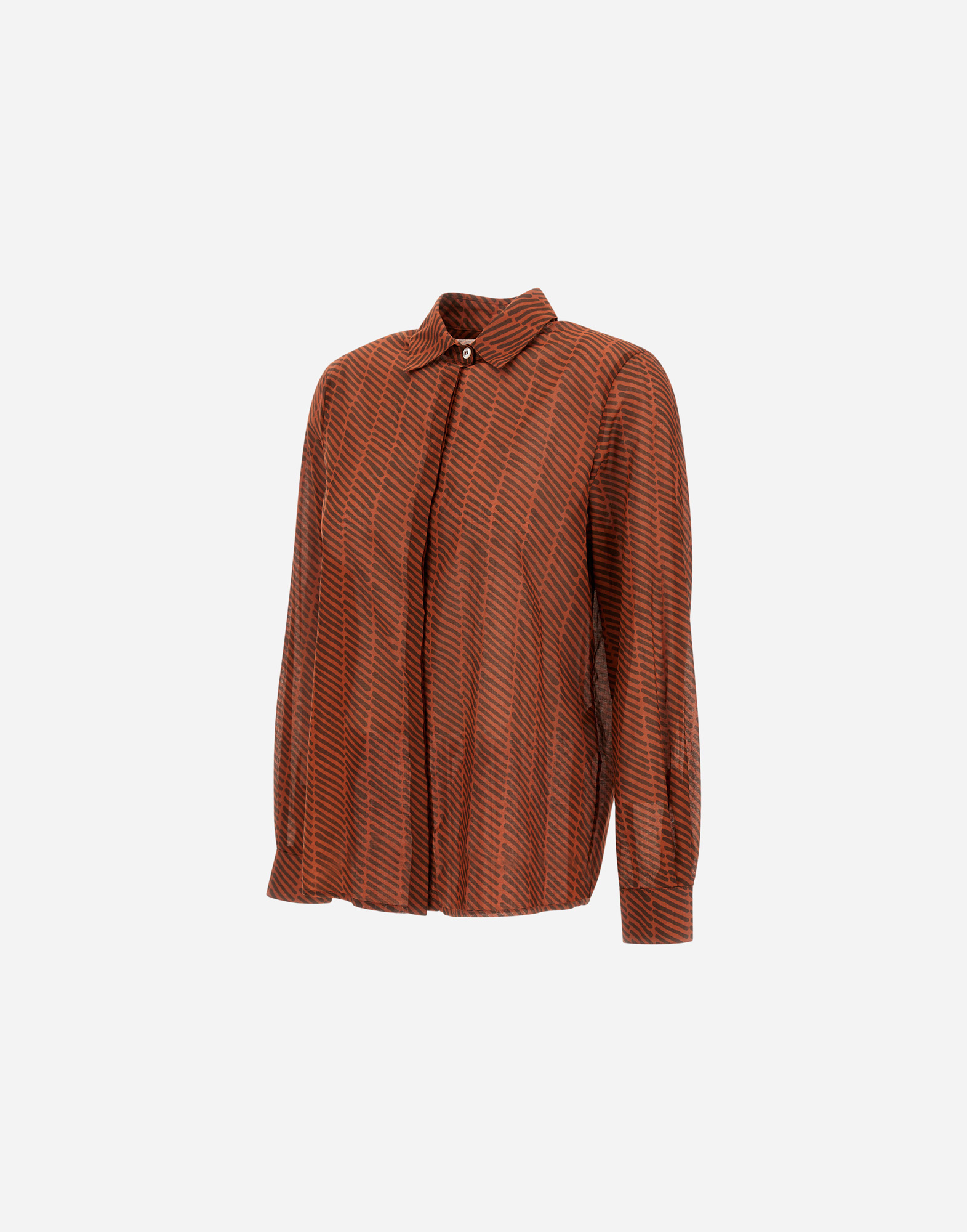 Herno Resort Shirt In Light Cotton Spike Print In Brown