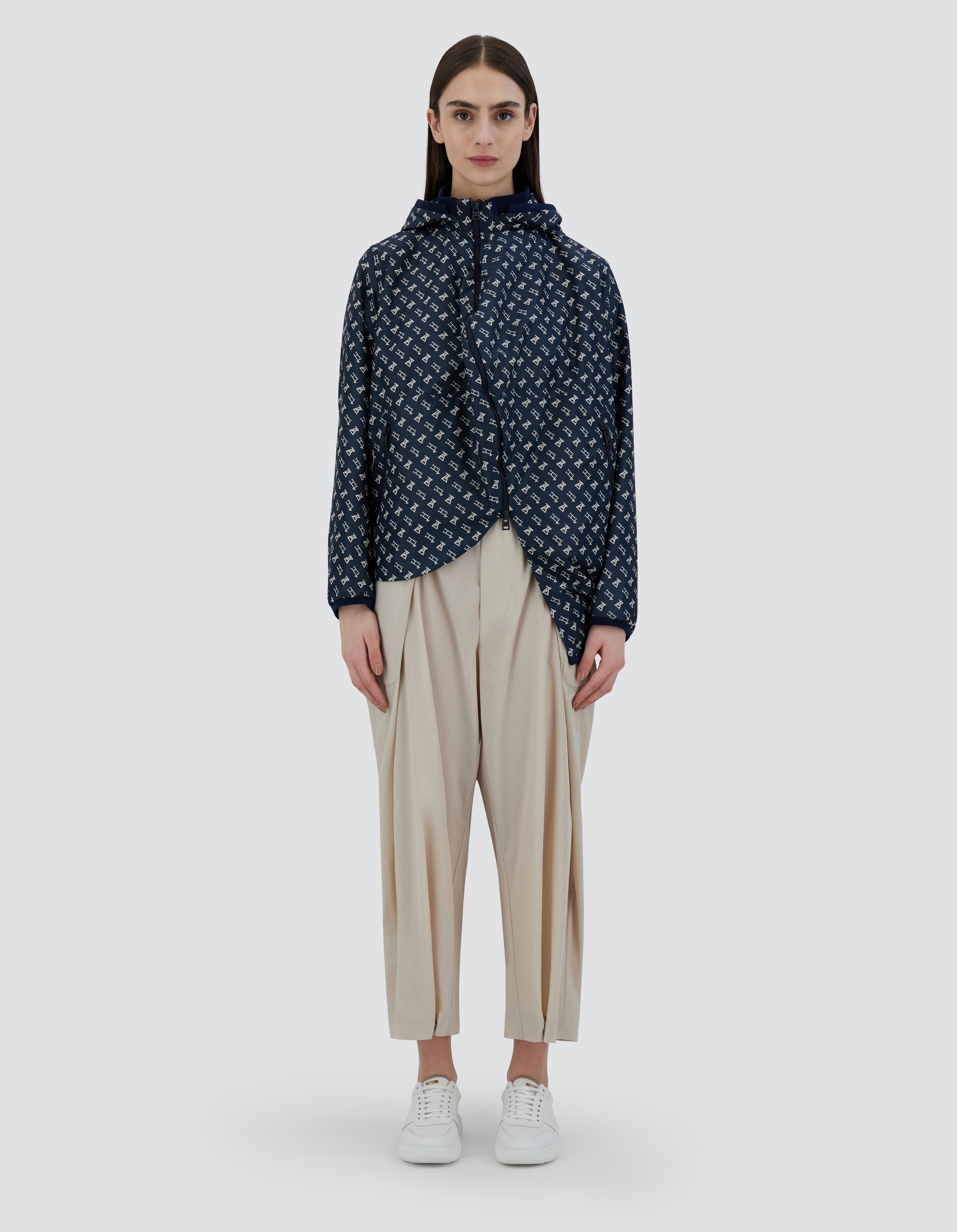 Herno Globe Parka In Eco Monogram In Blue