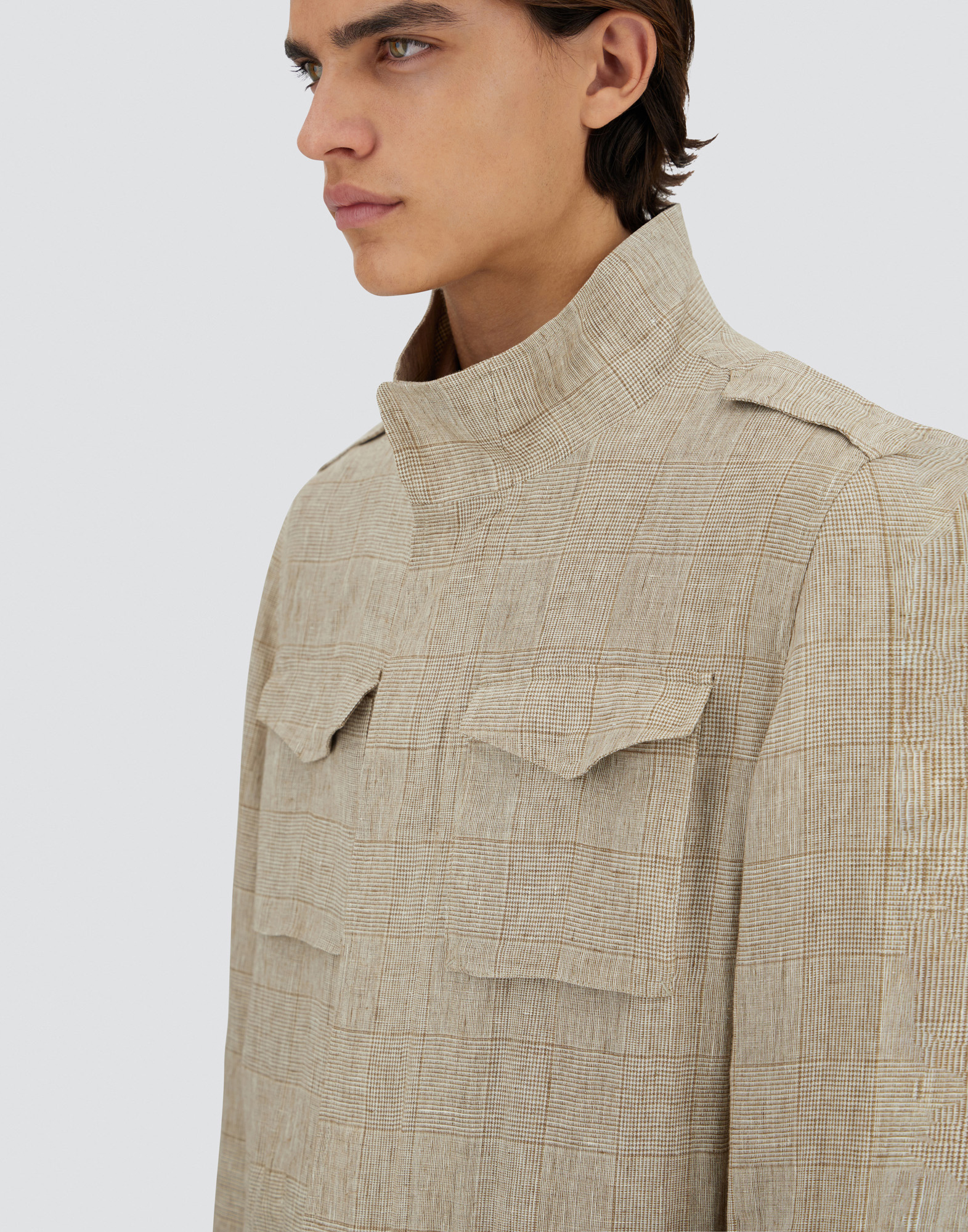 Herno Welsh Linen Field Jacket In Camel