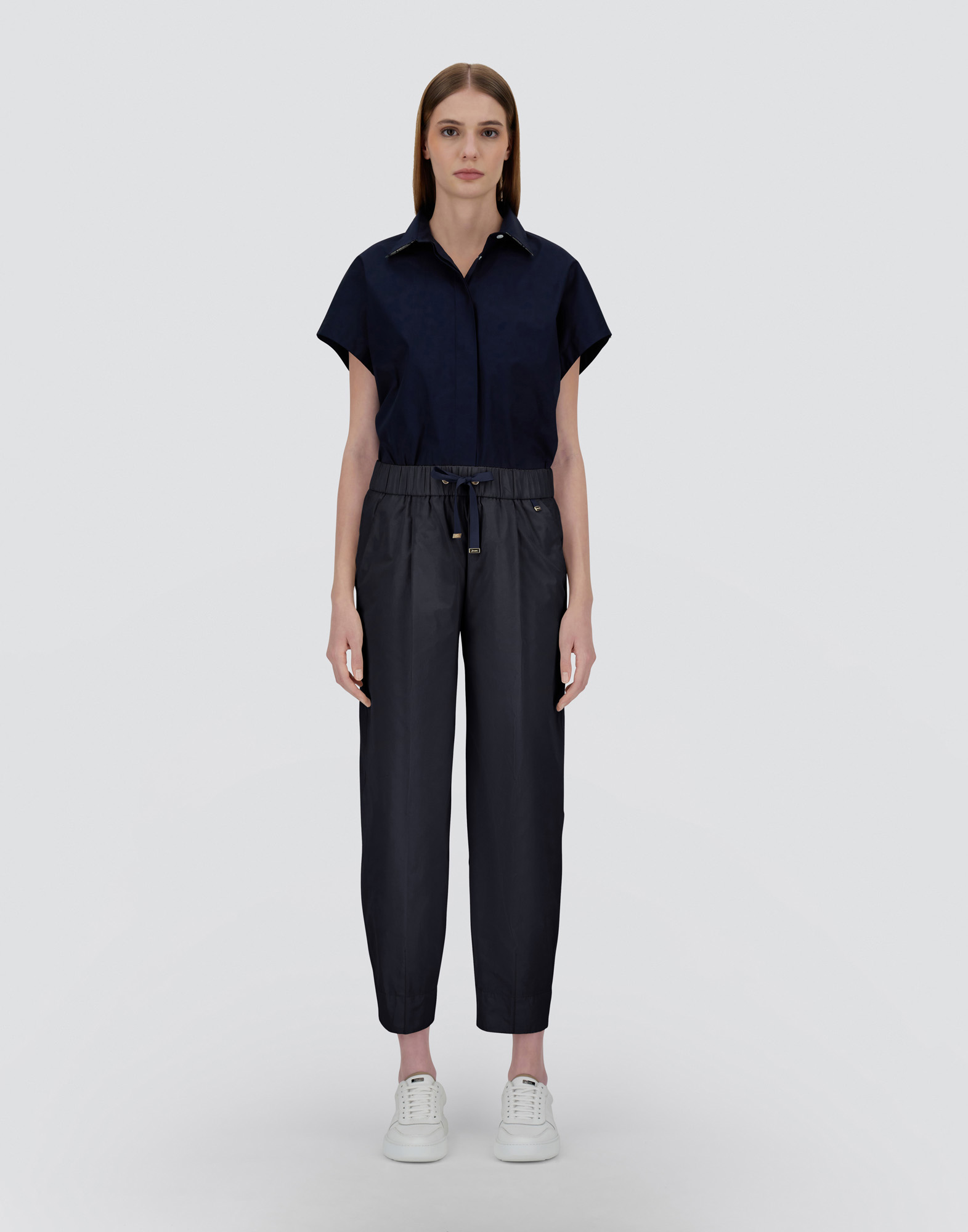 Herno New Techno Taffeta Trousers In New Blue