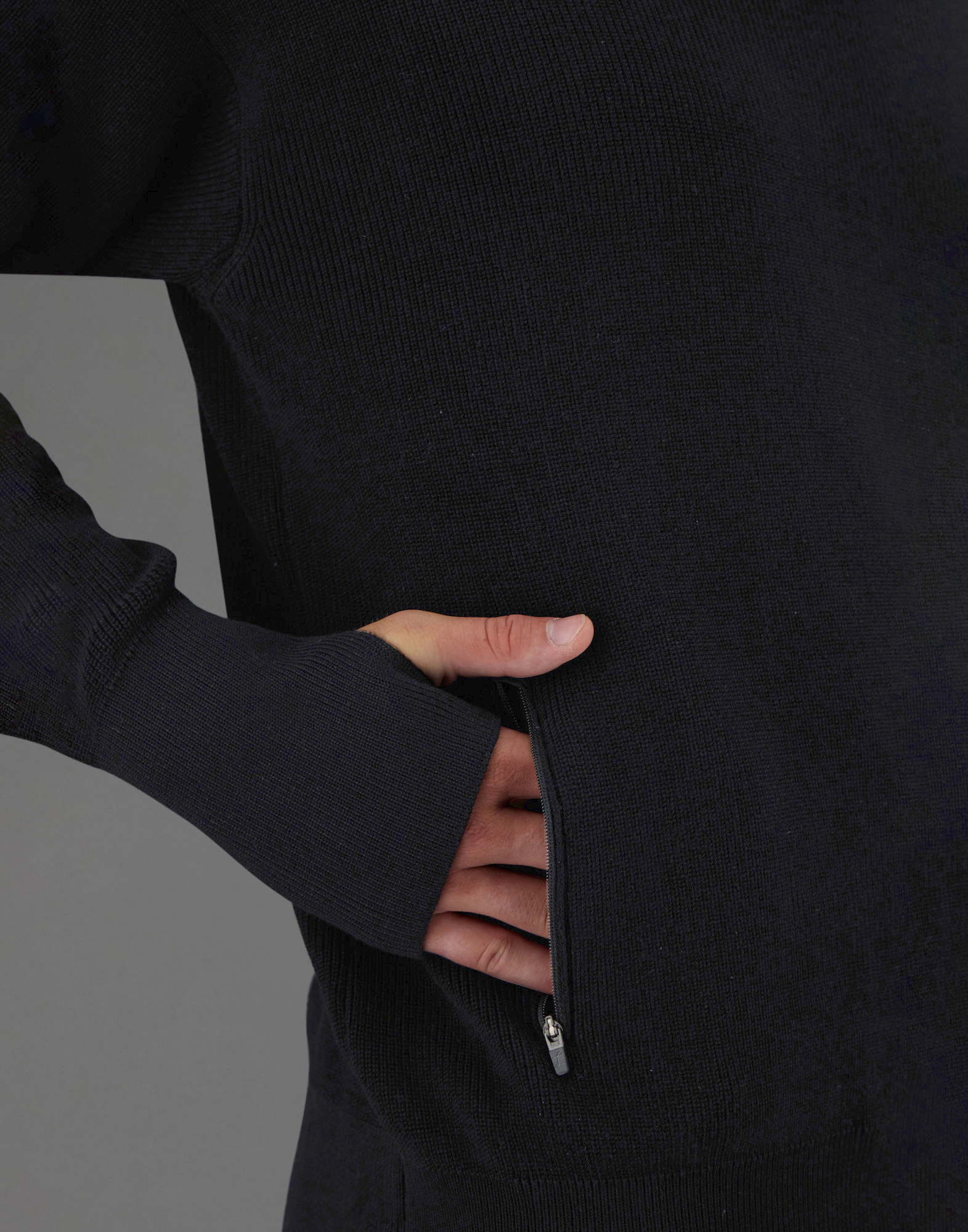 Herno Laminar Sweater In Cony Knit And Extralight Stretch In Black