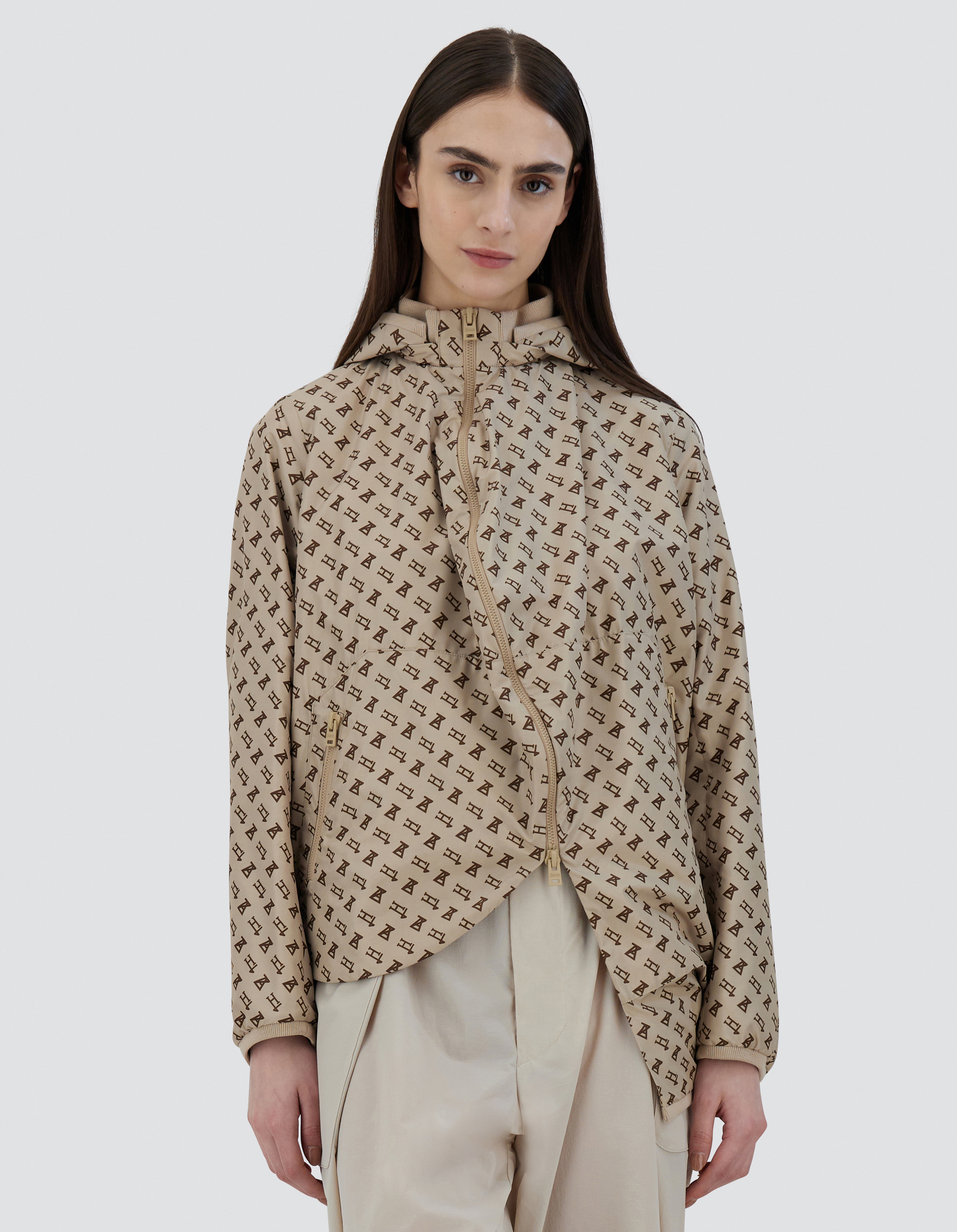 Herno Globe Parka In Eco Monogram In Light Beige