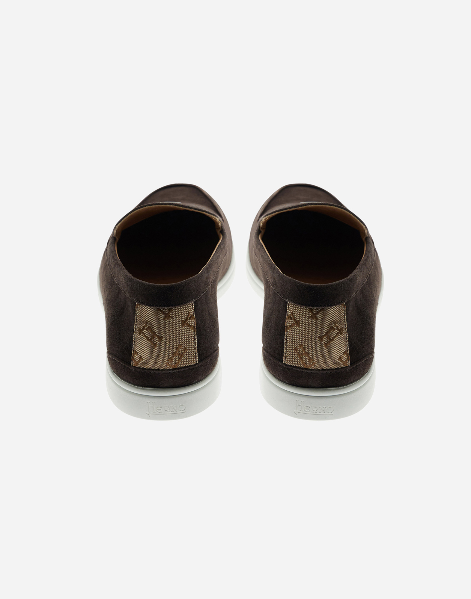 Herno Suede And Monogram Loafers In Brown