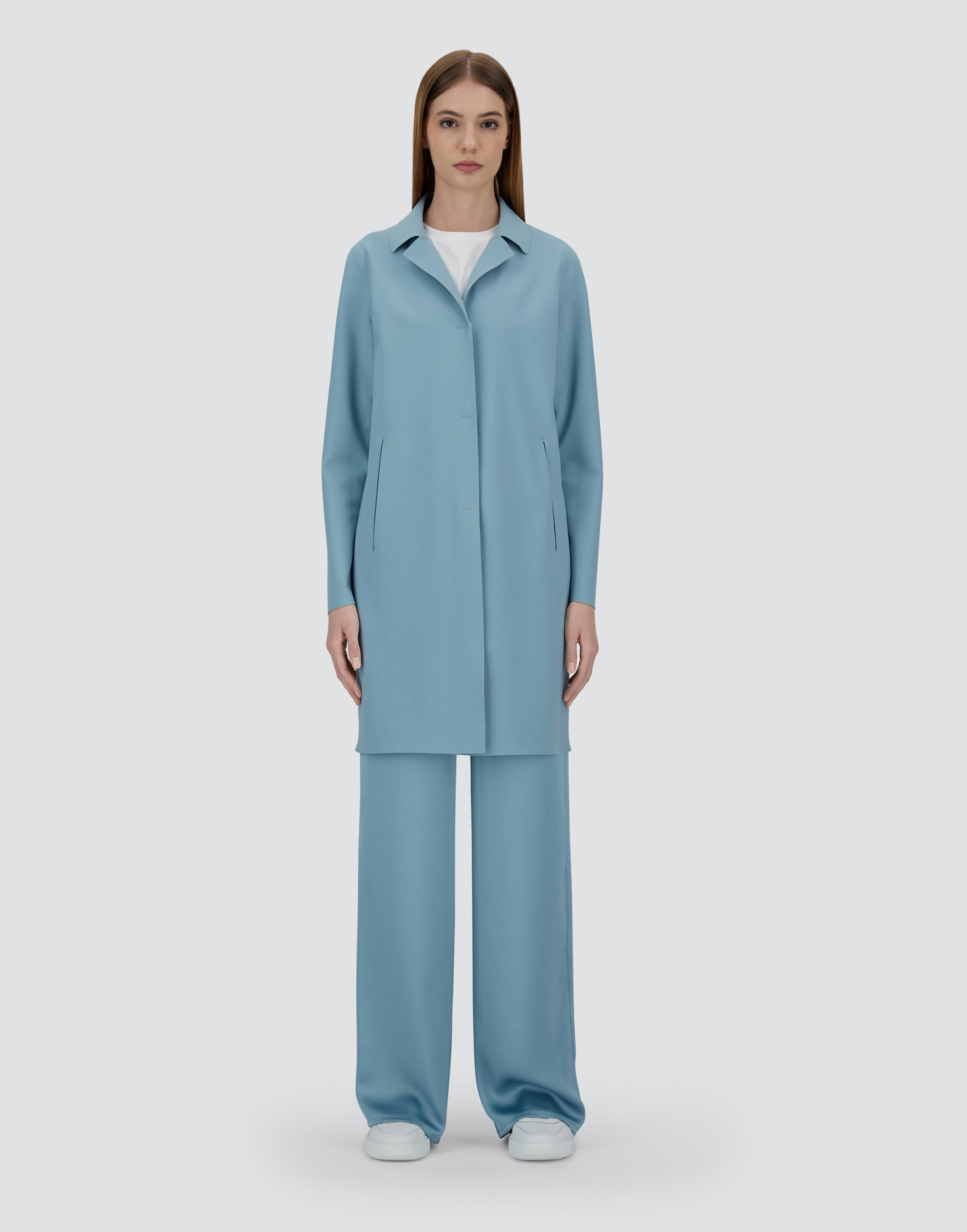 Herno Coat In First-act Pef In Light Blue